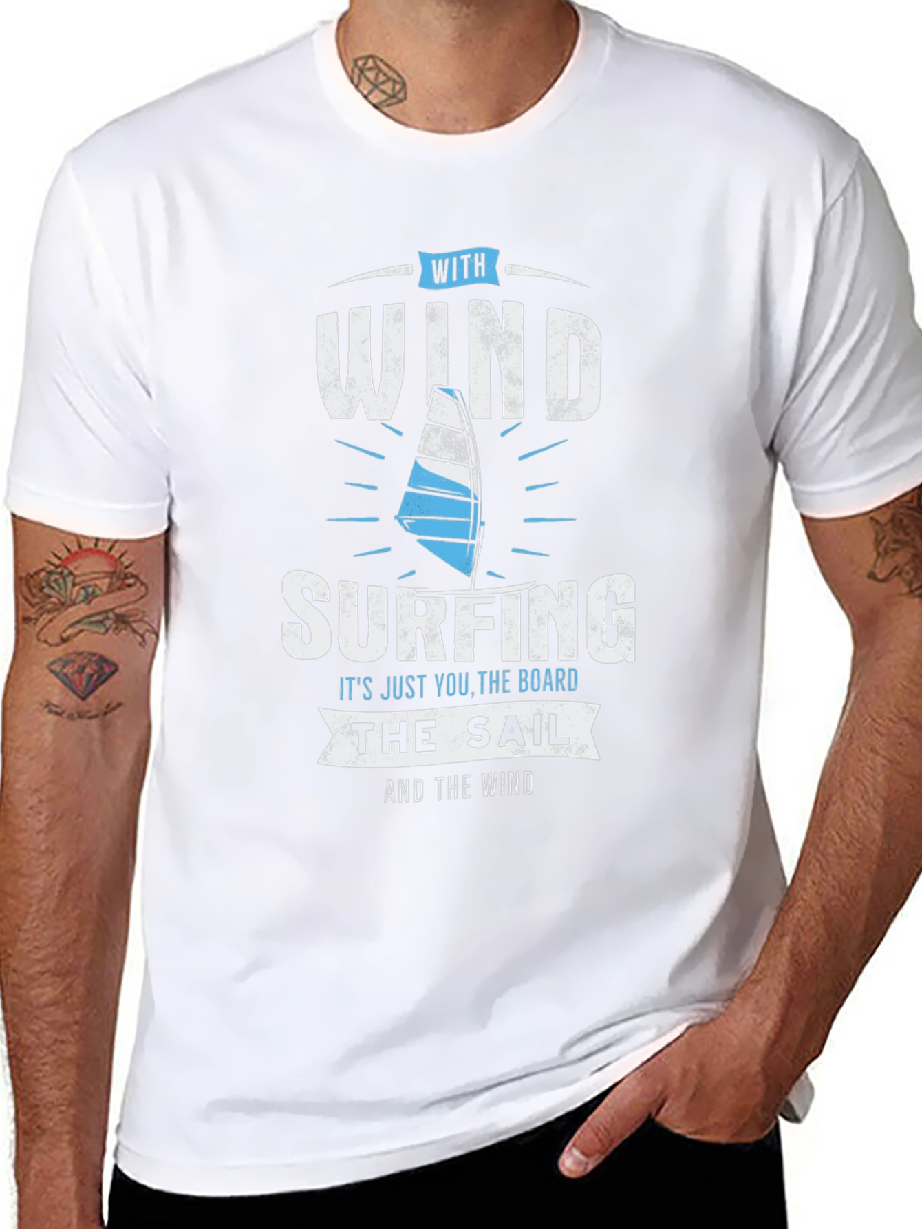 Windsurfing T-Shirt - Wind Sail and Board Design