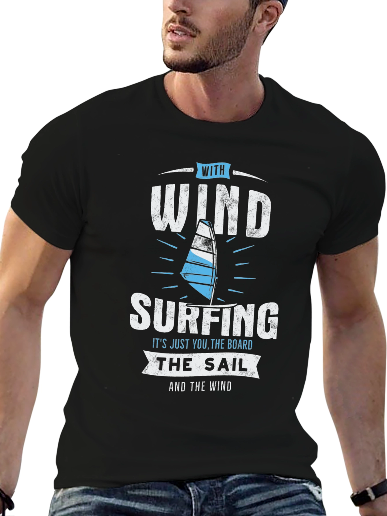 Windsurfing T-Shirt - Wind Sail and Board Design
