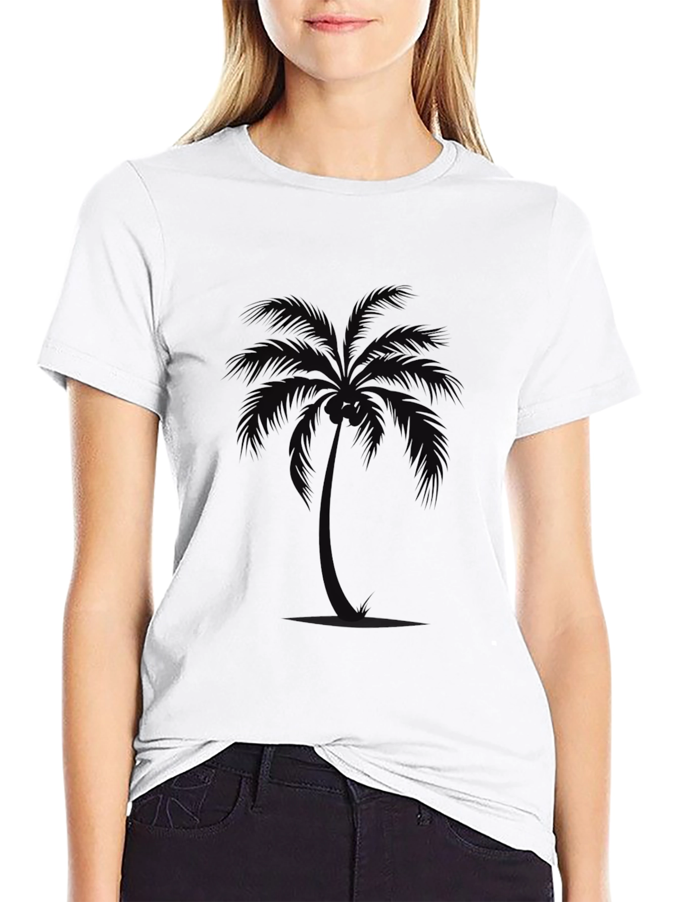 Mens Black Palm Tree Graphic Tee