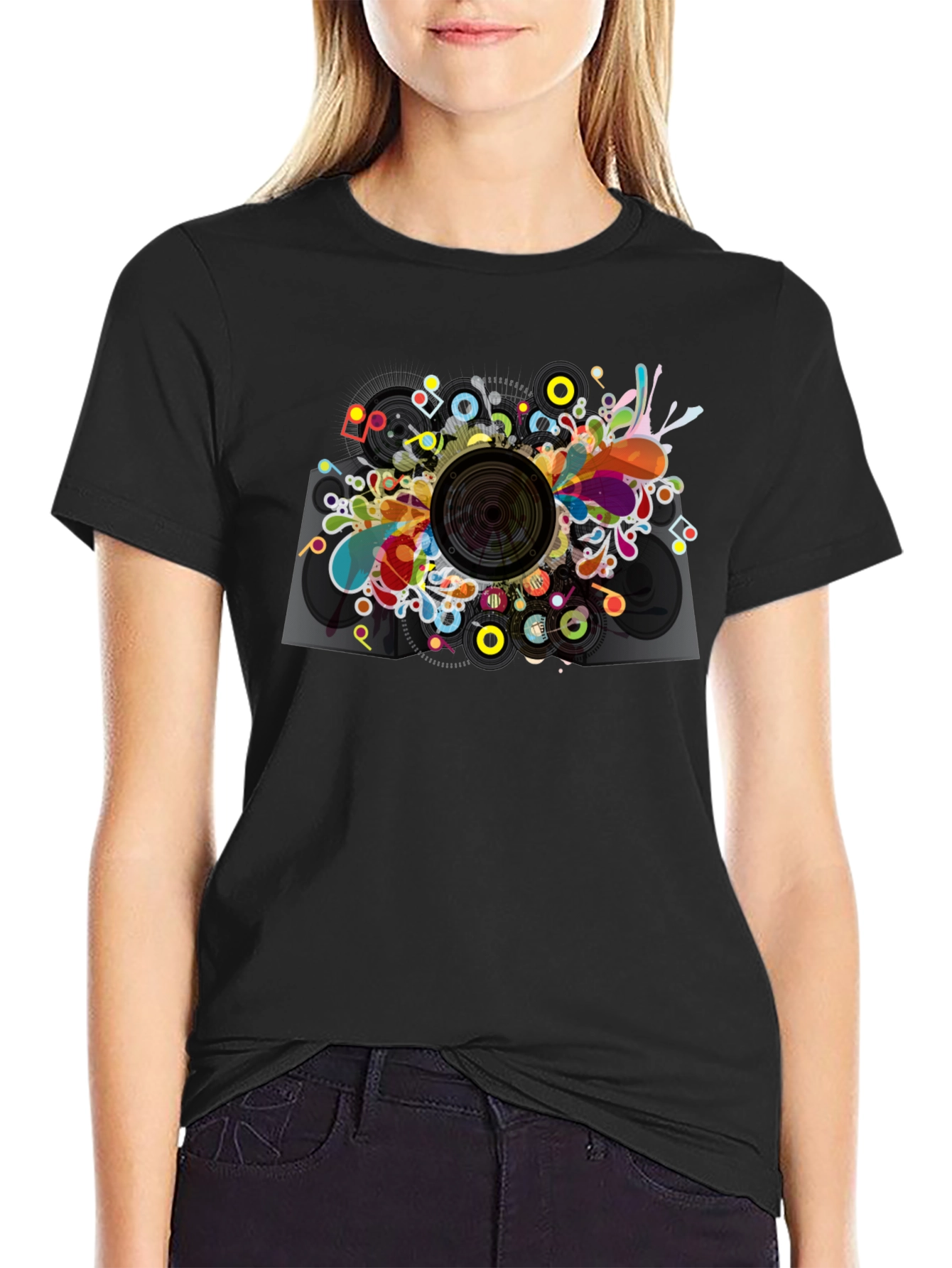 Abstract Speaker Graphic T-Shirt - Mens Black Tee