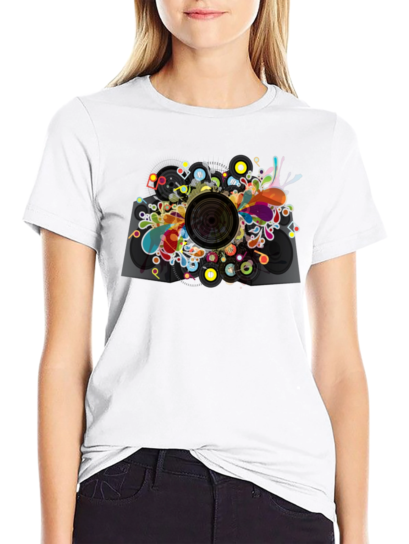Abstract Speaker Graphic T-Shirt - Mens Black Tee