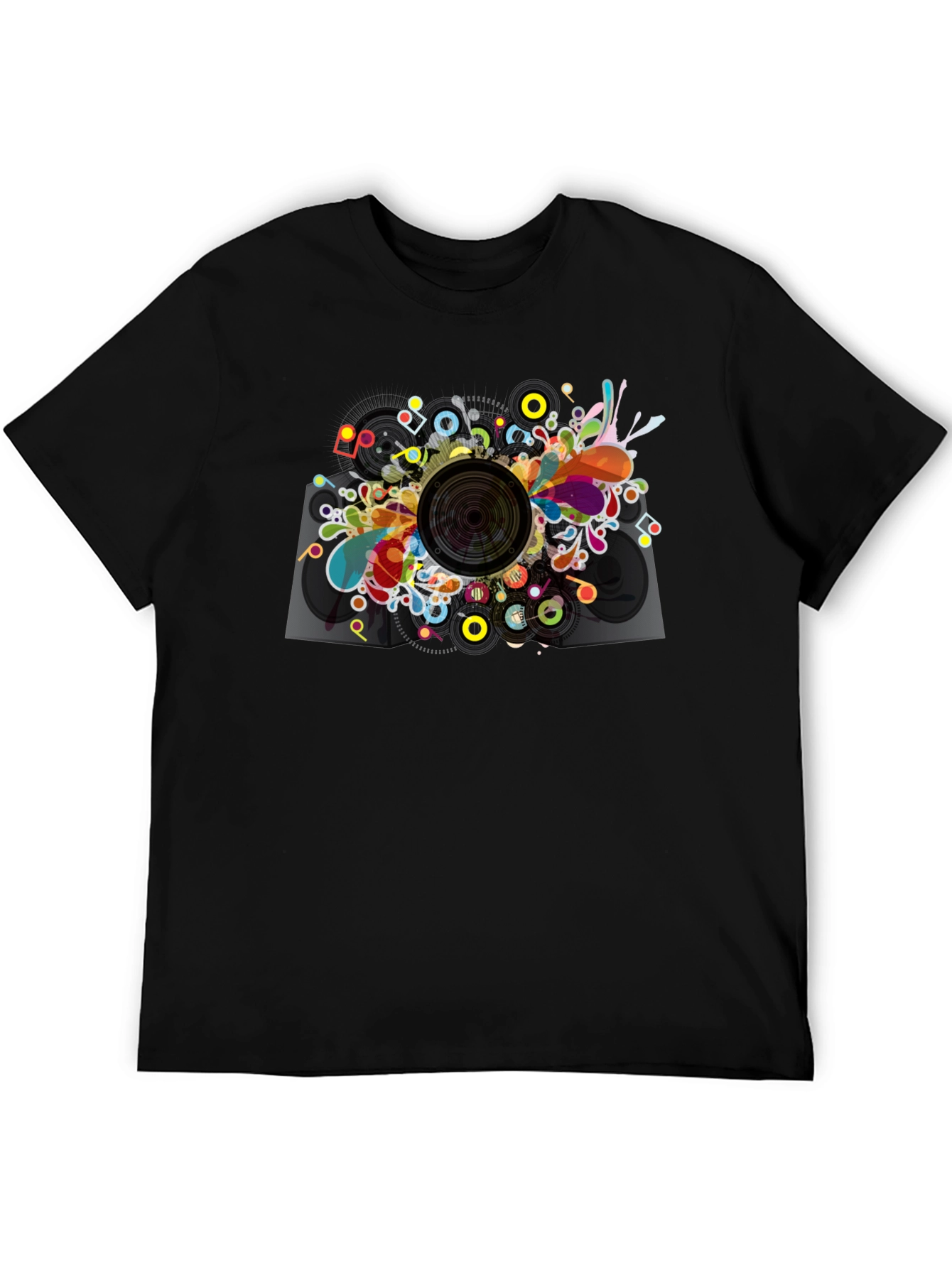 Abstract Speaker Graphic T-Shirt - Mens Black Tee