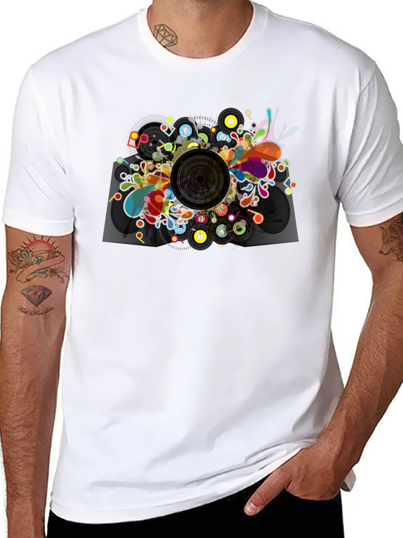 Abstract Speaker Graphic T-Shirt - Mens Black Tee