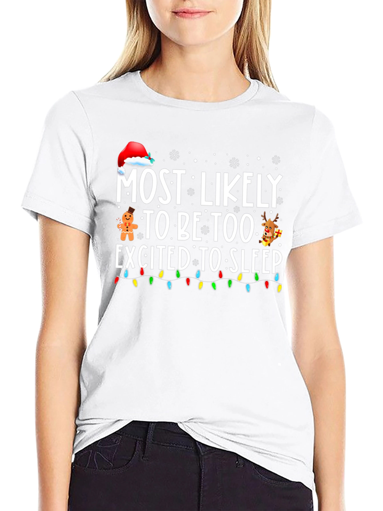 Funny Christmas T-Shirt: Most Likely Too Excited to Sleep