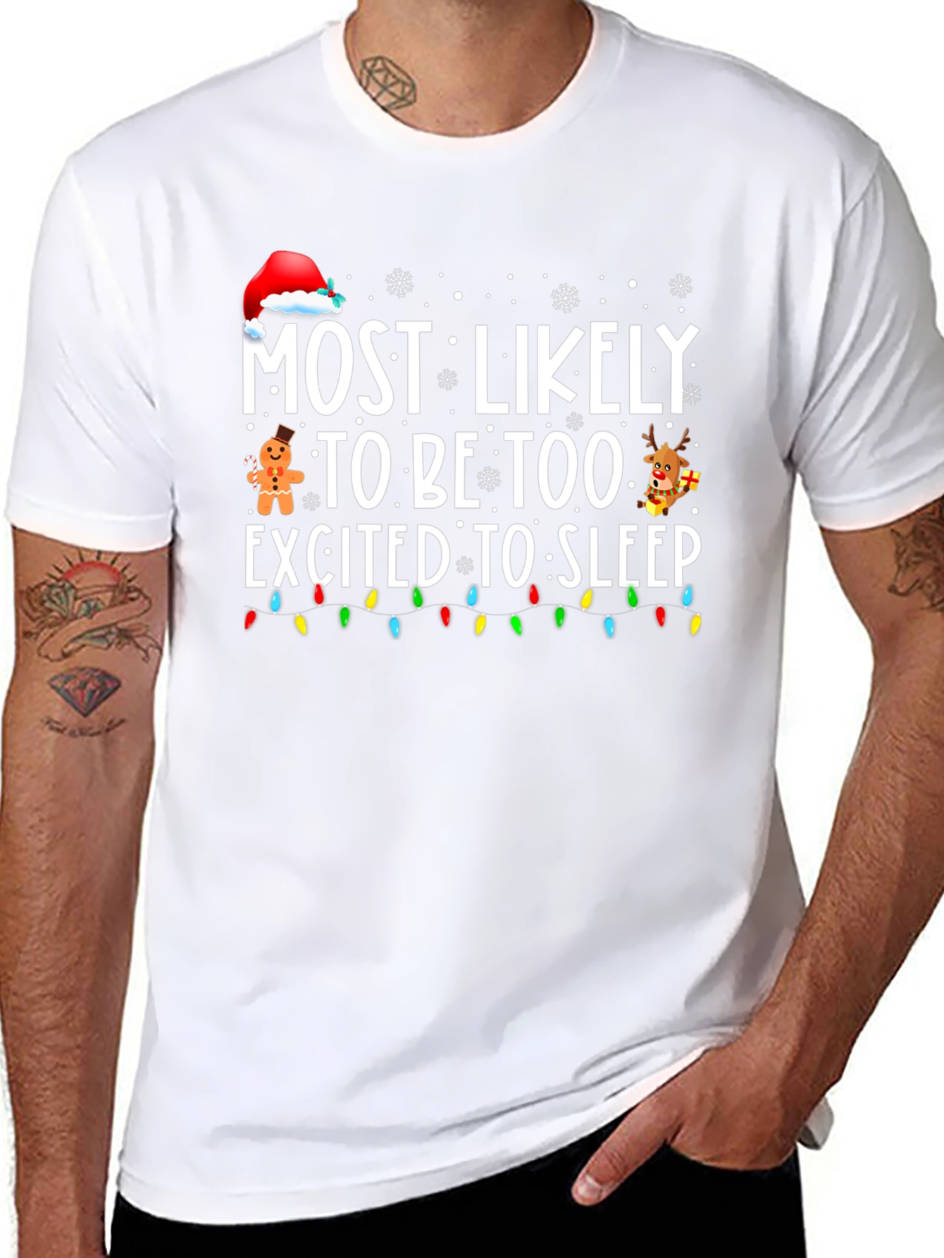 Funny Christmas T-Shirt: Most Likely Too Excited to Sleep