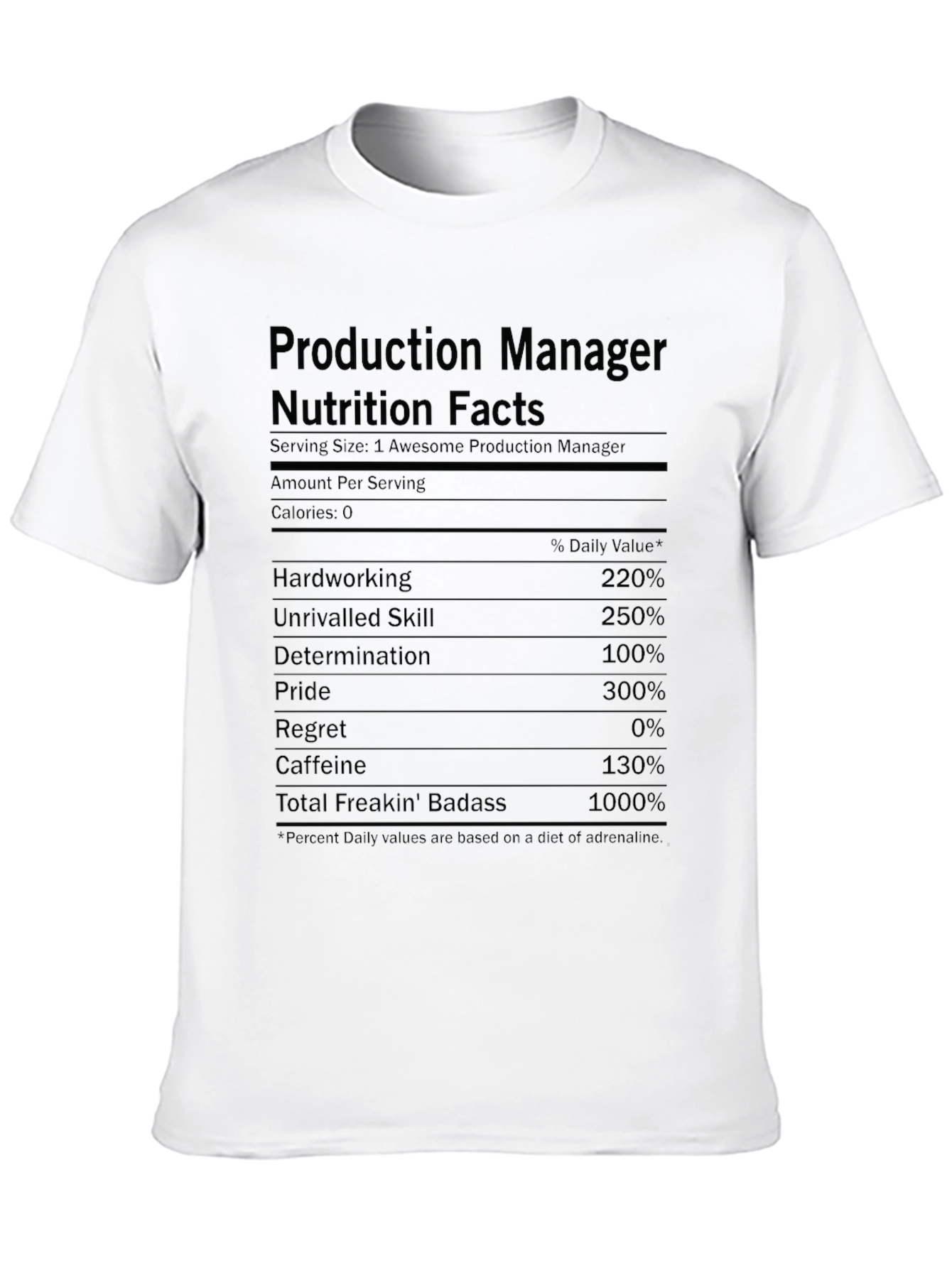 Production Manager Nutrition Facts T-Shirt