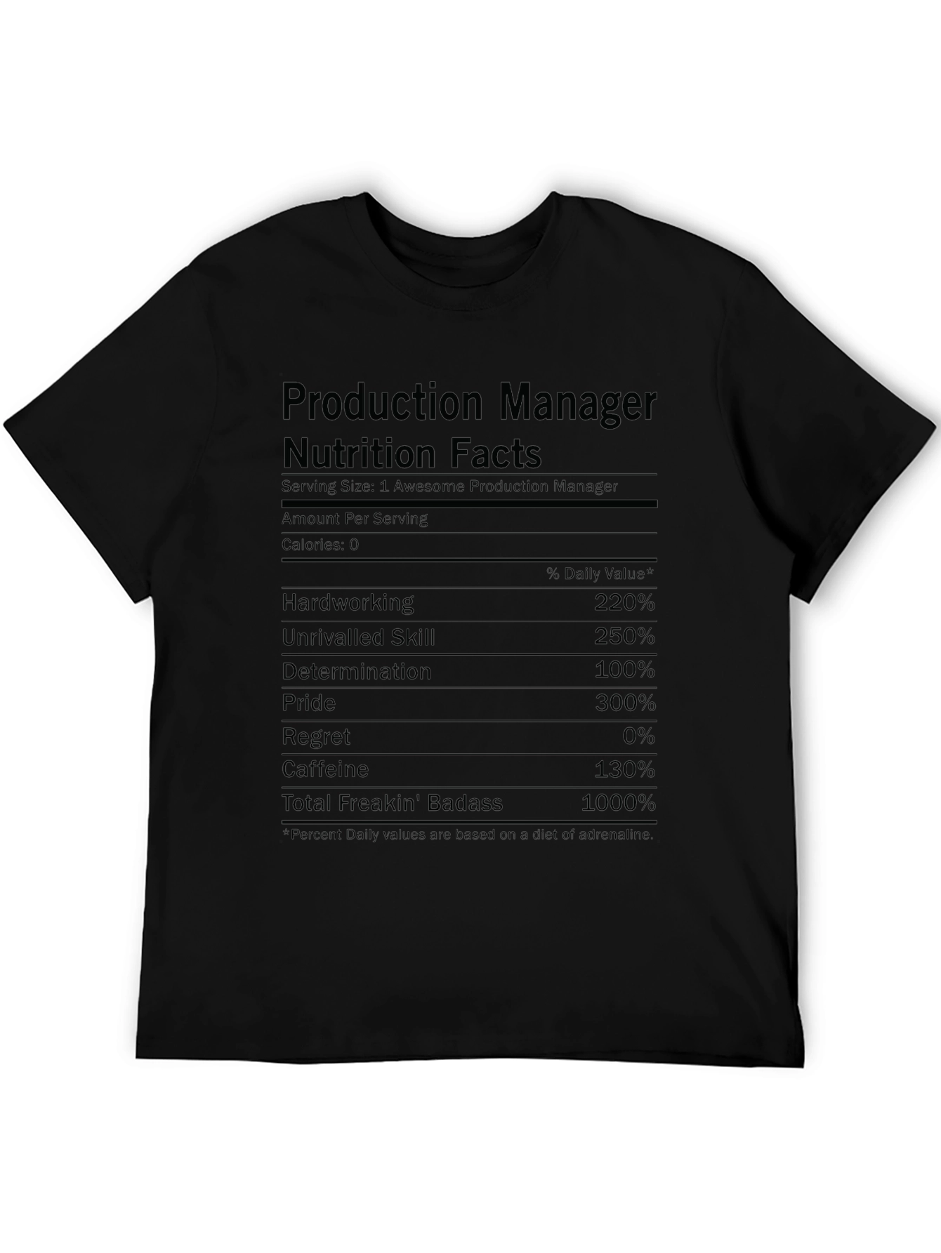 Production Manager Nutrition Facts T-Shirt