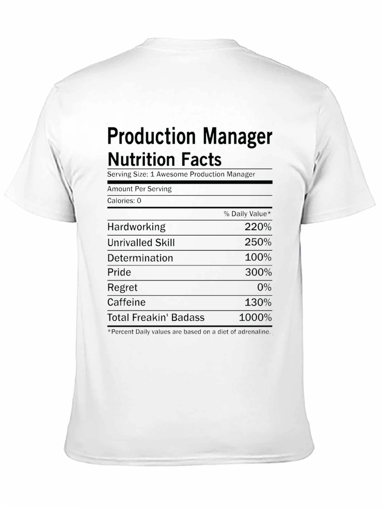 Production Manager Nutrition Facts T-Shirt