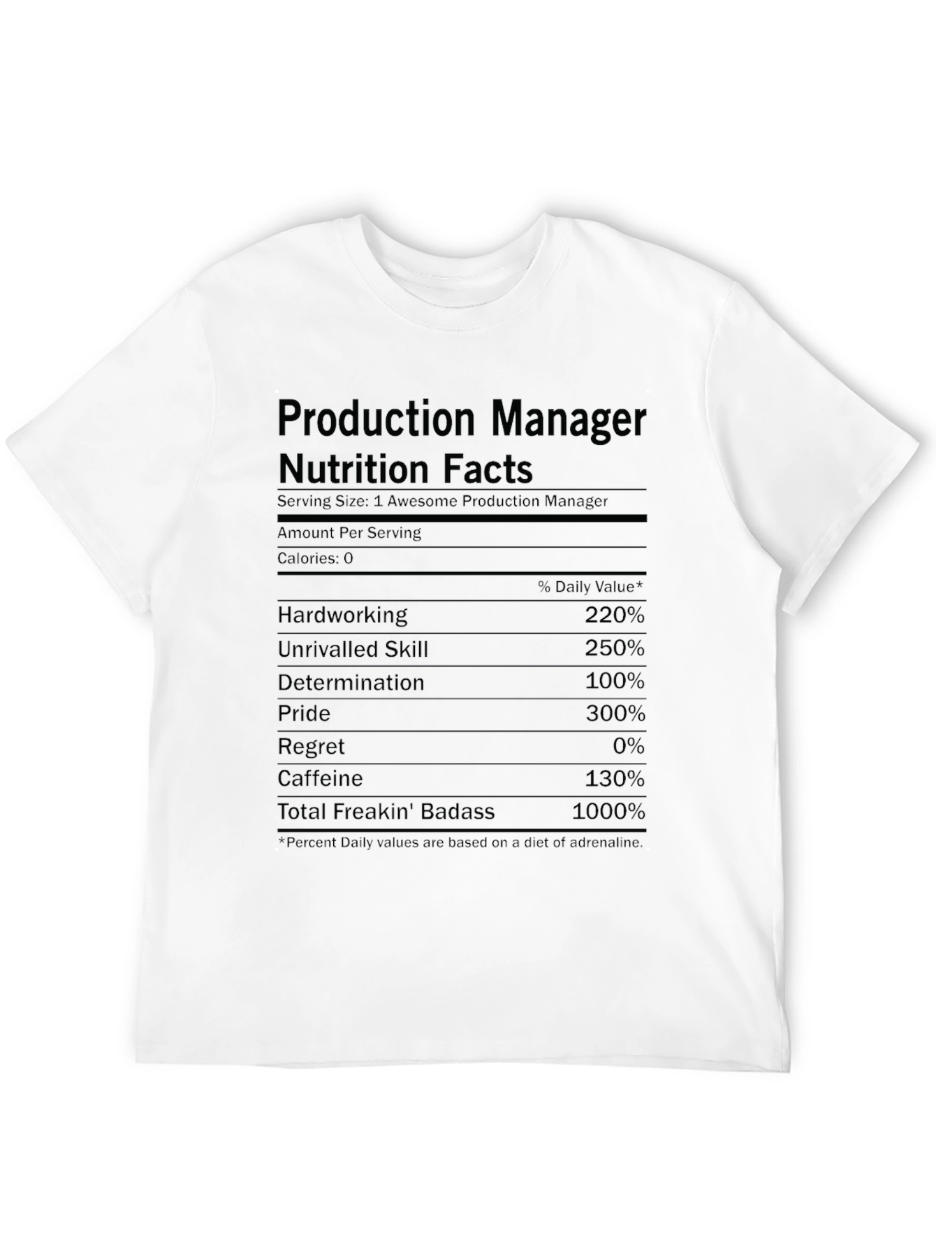 Production Manager Nutrition Facts T-Shirt