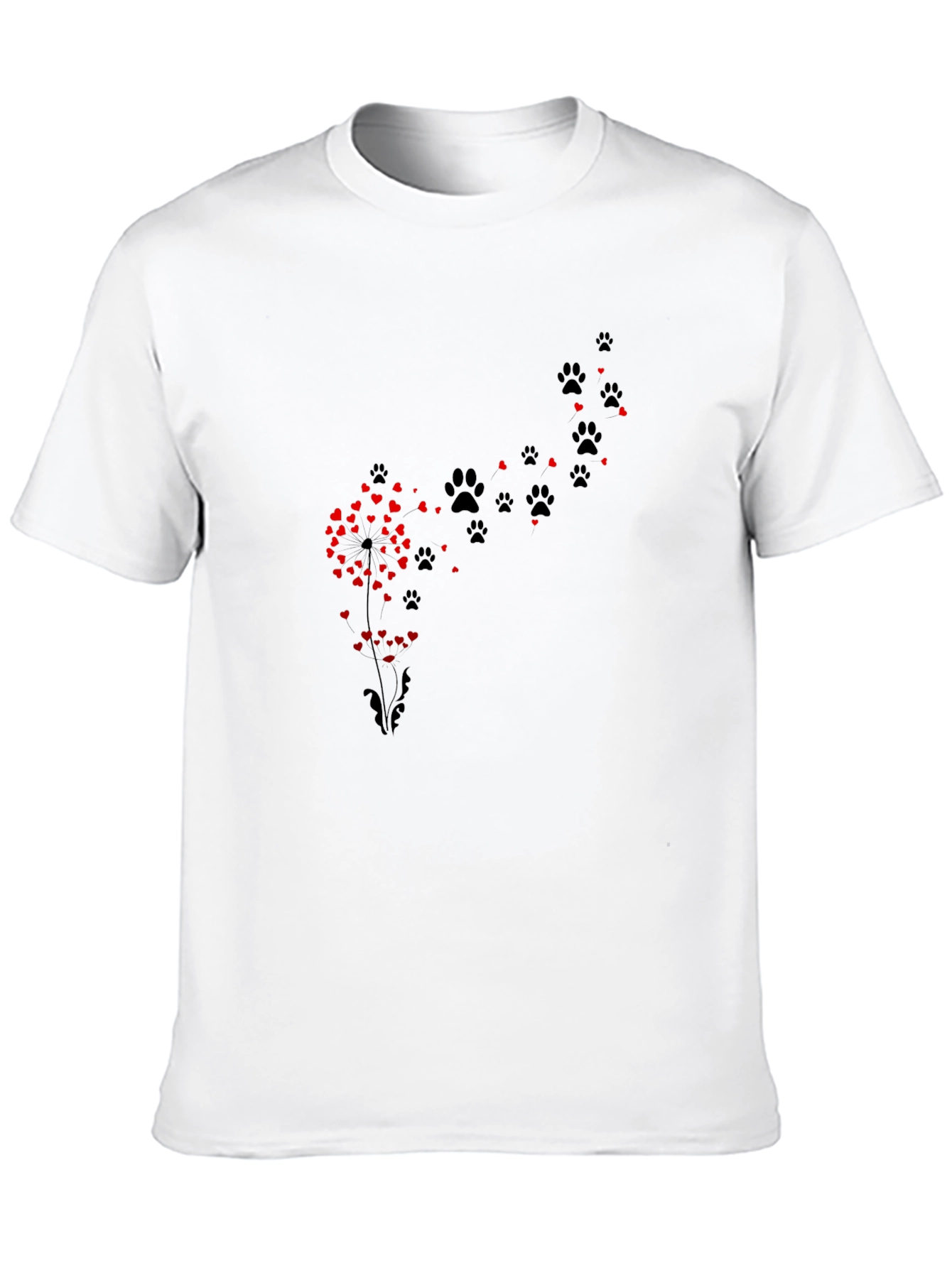 Paw Print Dandelion Black T-Shirt