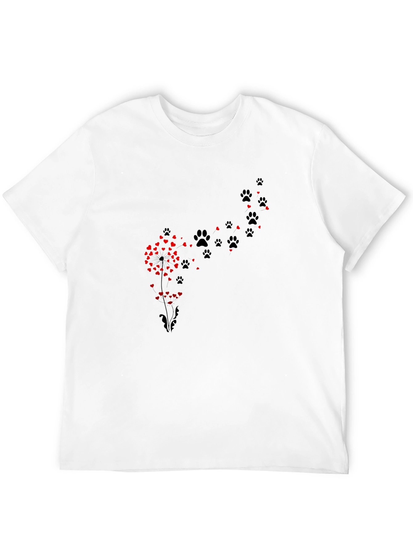 Paw Print Dandelion Black T-Shirt