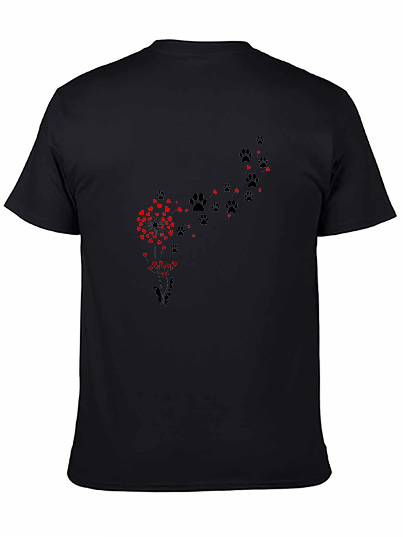 Paw Print Dandelion Black T-Shirt