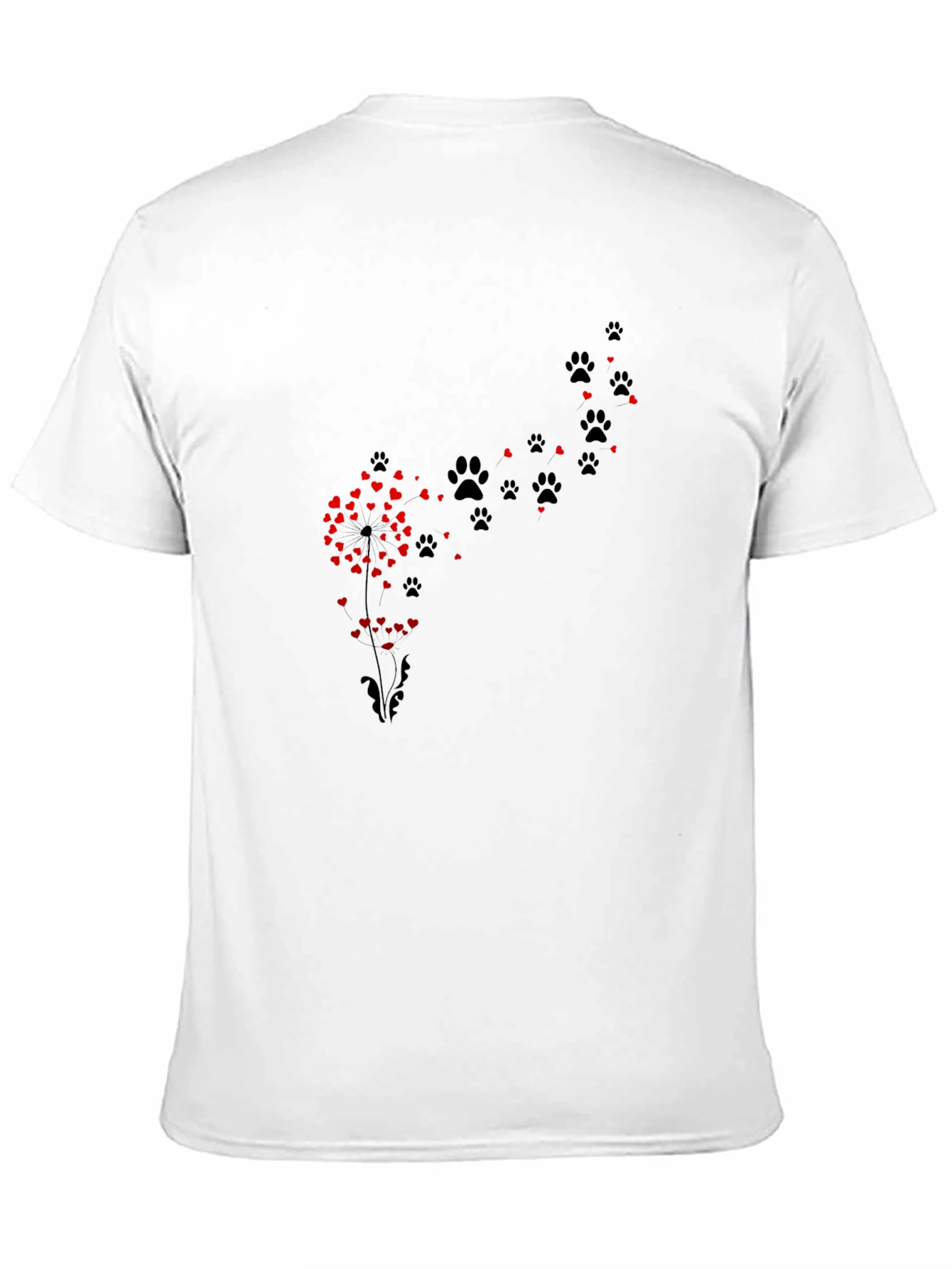 Paw Print Dandelion Black T-Shirt