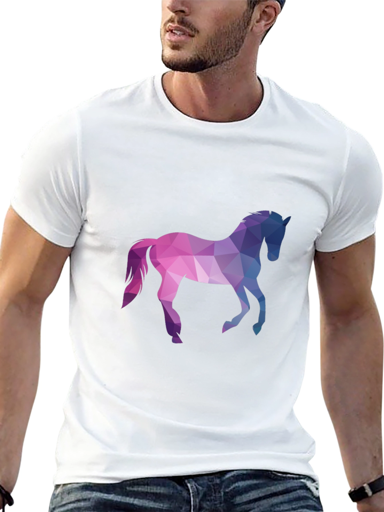 Geometric Horse Graphic Tee - Black