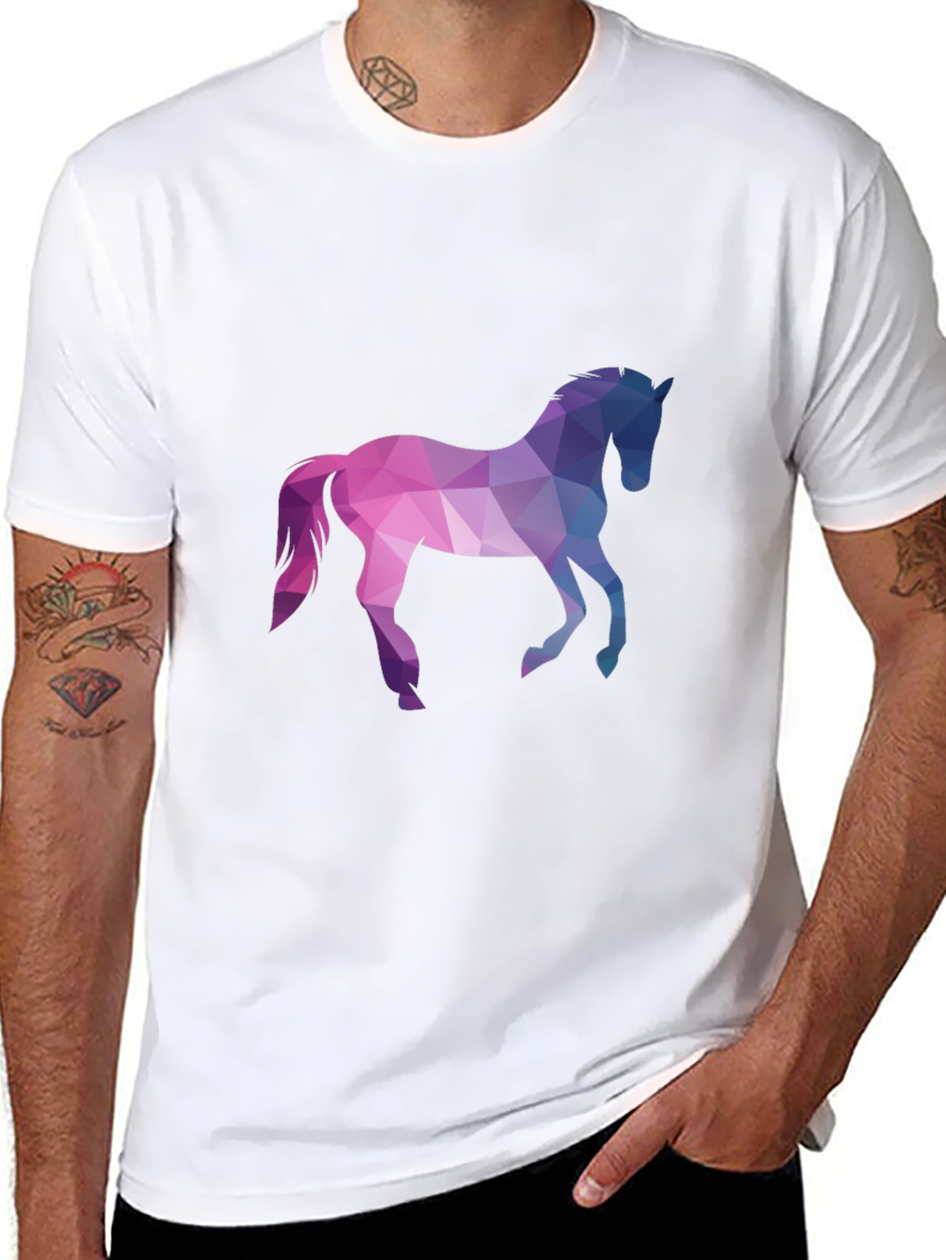 Geometric Horse Graphic Tee - Black