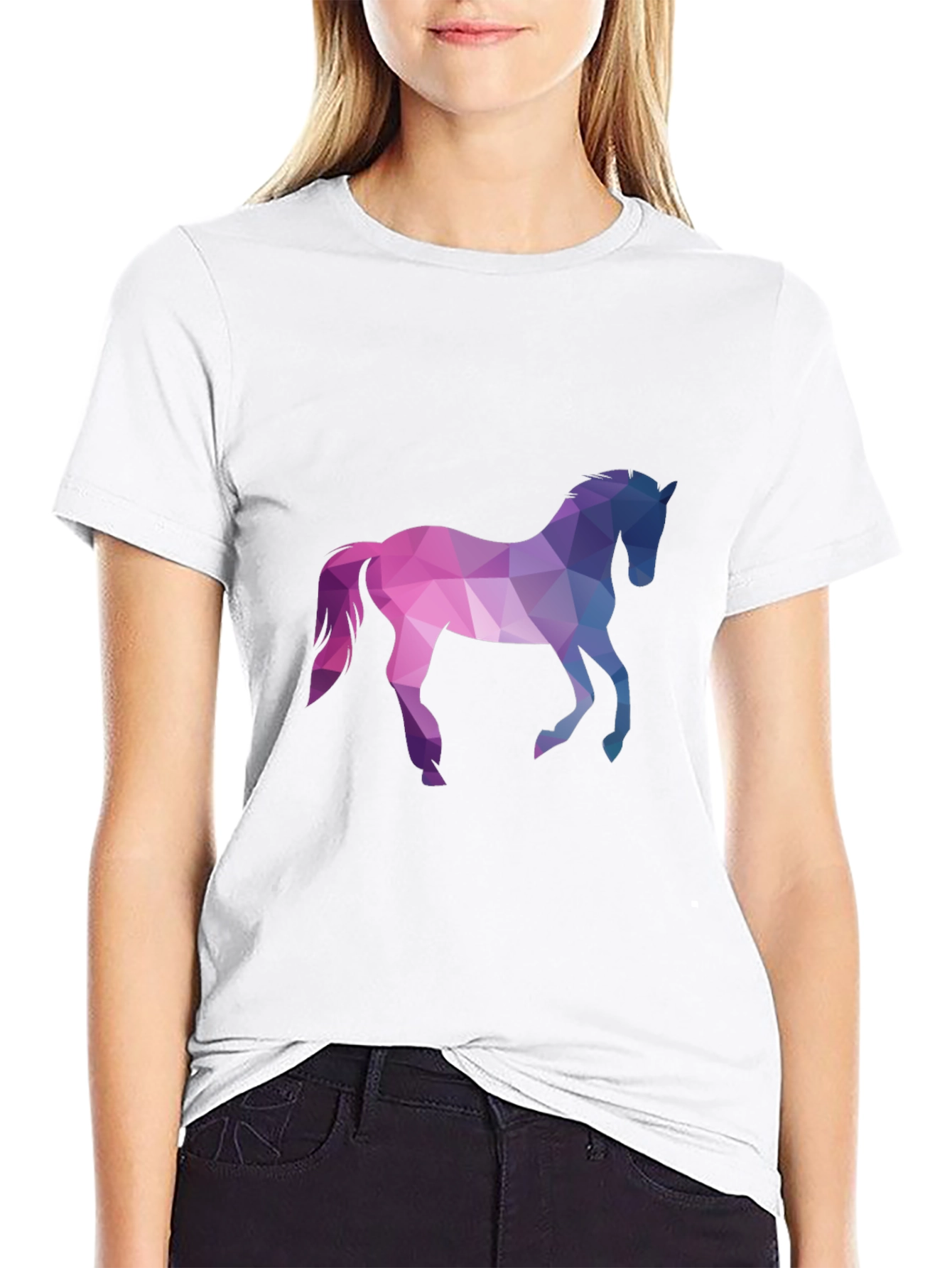 Geometric Horse Graphic Tee - Black