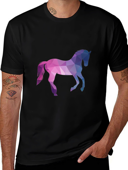 Geometric Horse Graphic Tee - Black