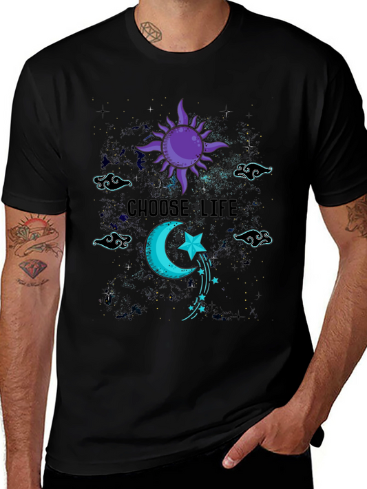 Choose Life Celestial T-Shirt - Sun Moon Stars Design