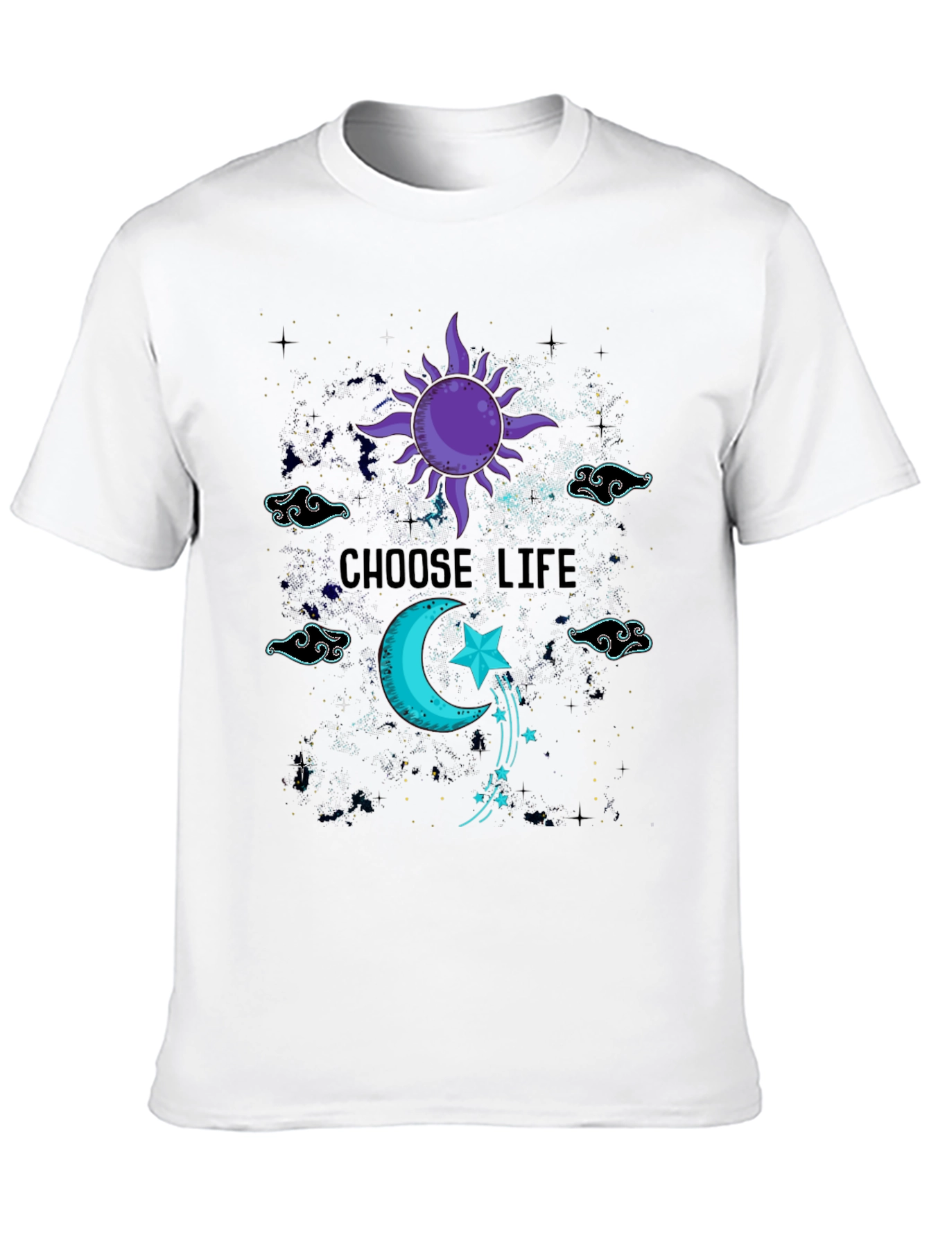 Choose Life Celestial T-Shirt - Sun Moon Stars Design