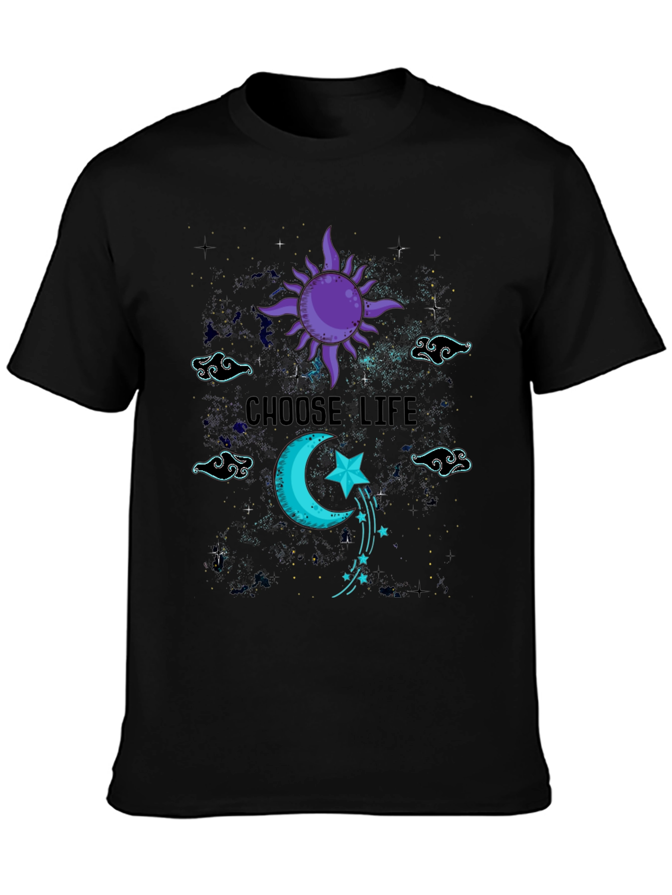 Choose Life Celestial T-Shirt - Sun Moon Stars Design