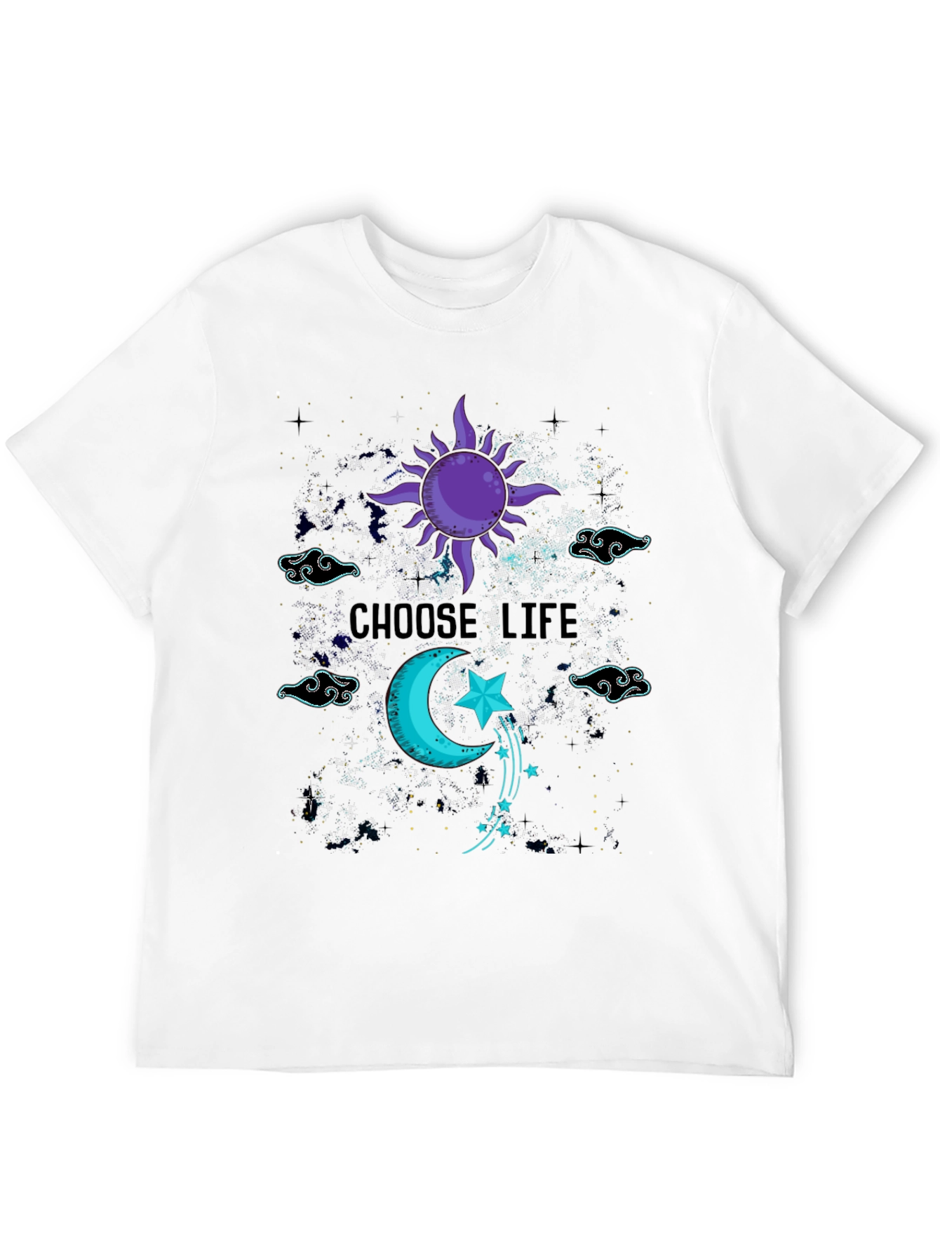 Choose Life Celestial T-Shirt - Sun Moon Stars Design