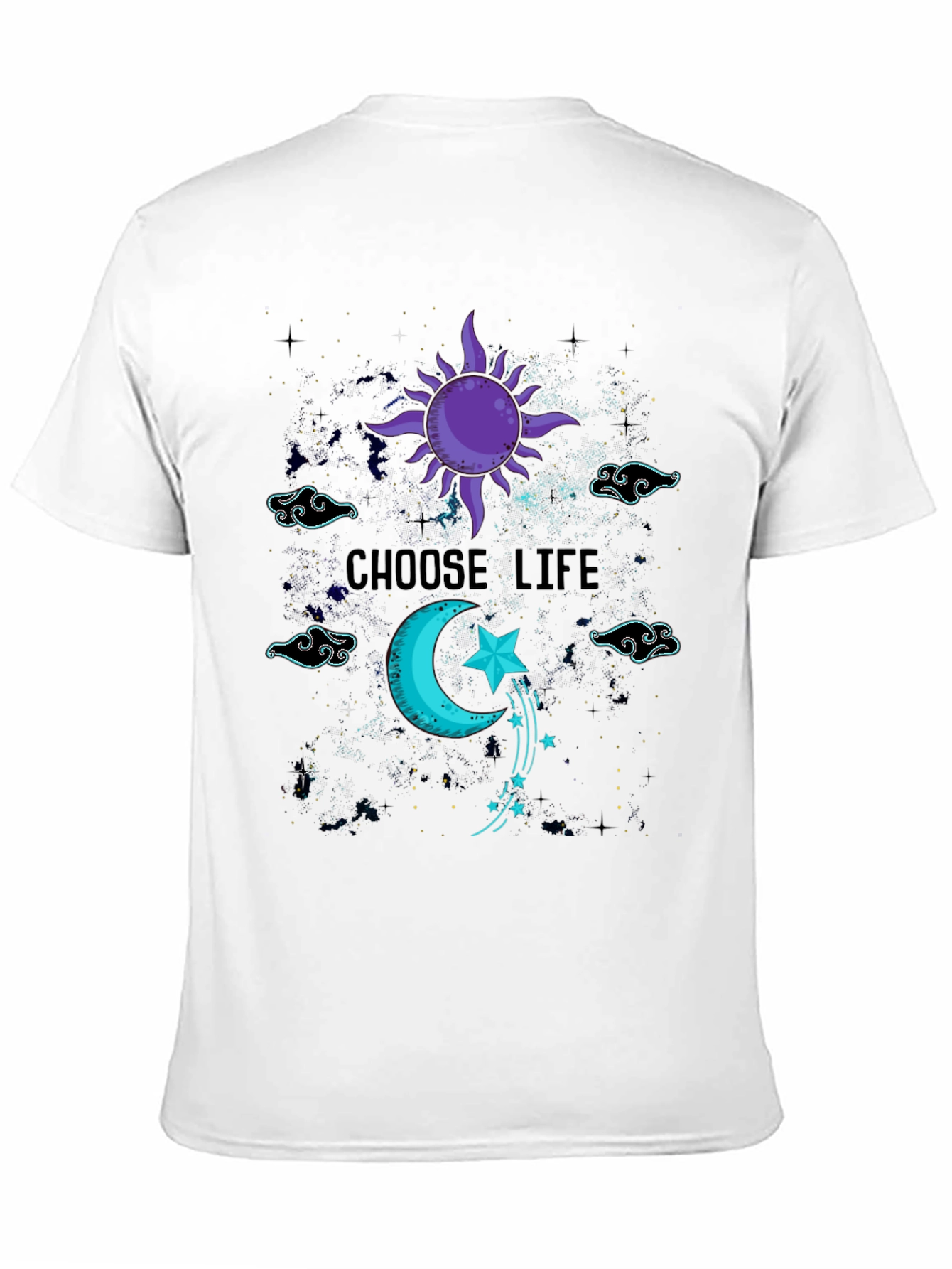 Choose Life Celestial T-Shirt - Sun Moon Stars Design