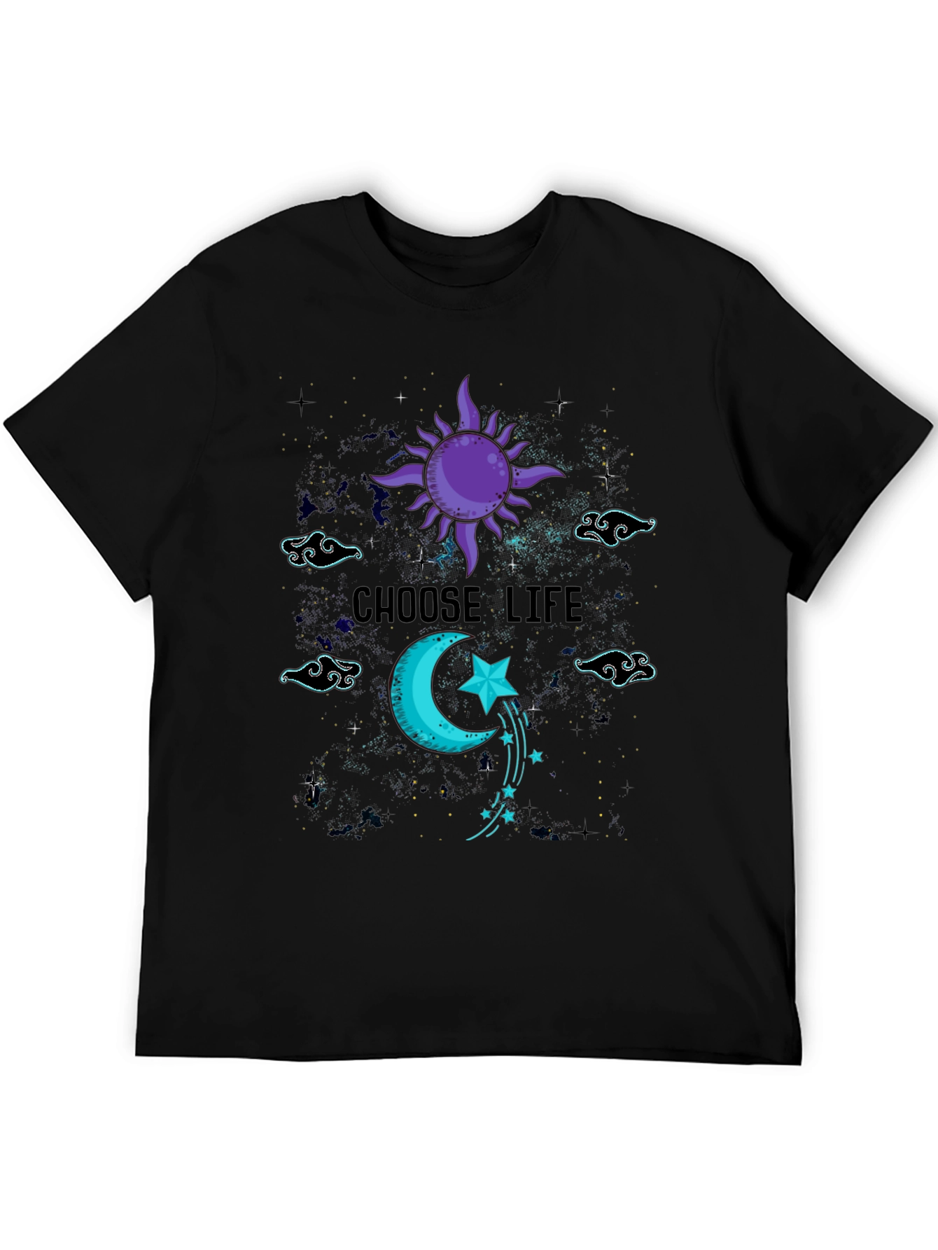 Choose Life Celestial T-Shirt - Sun Moon Stars Design