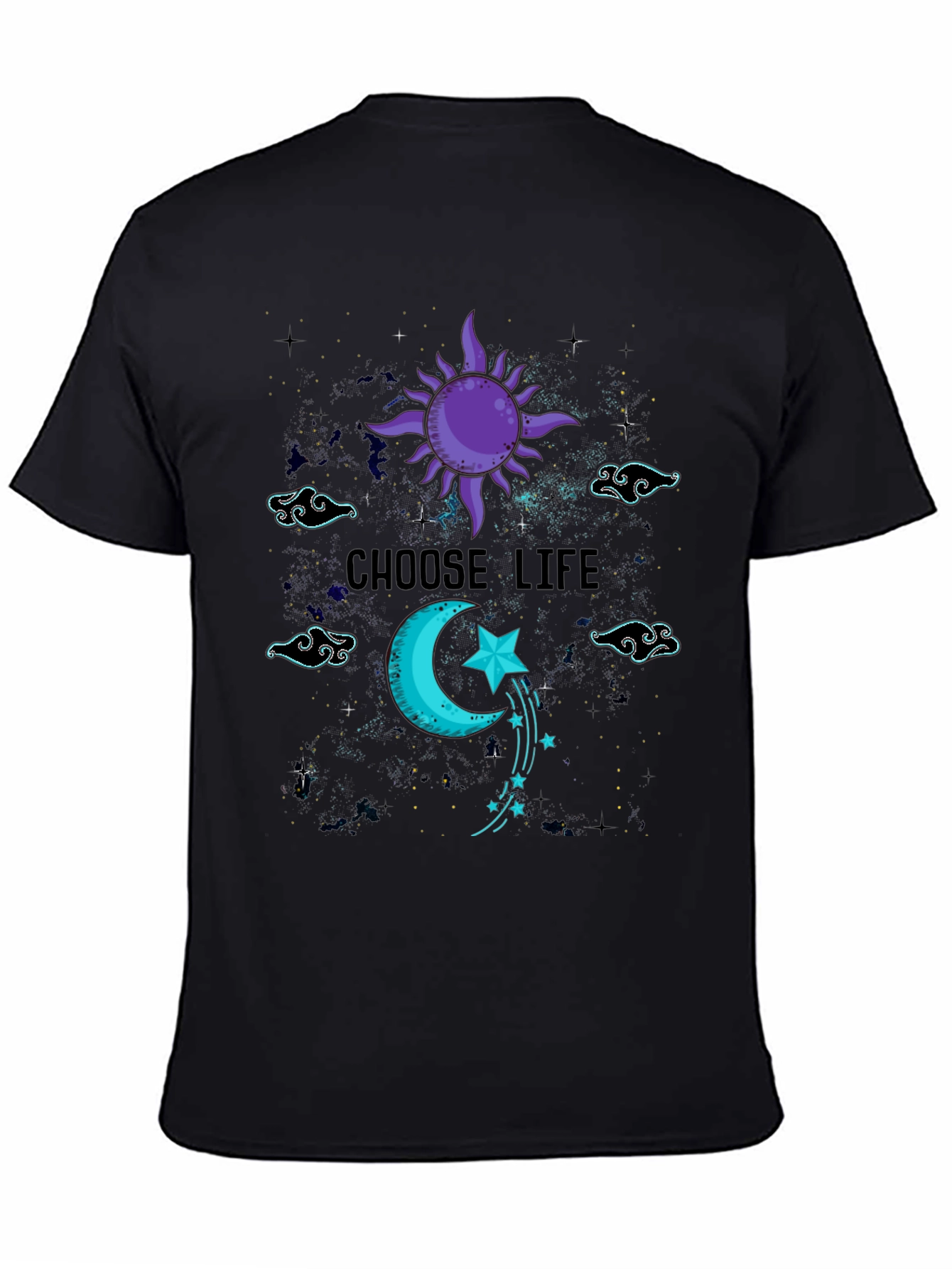 Choose Life Celestial T-Shirt - Sun Moon Stars Design