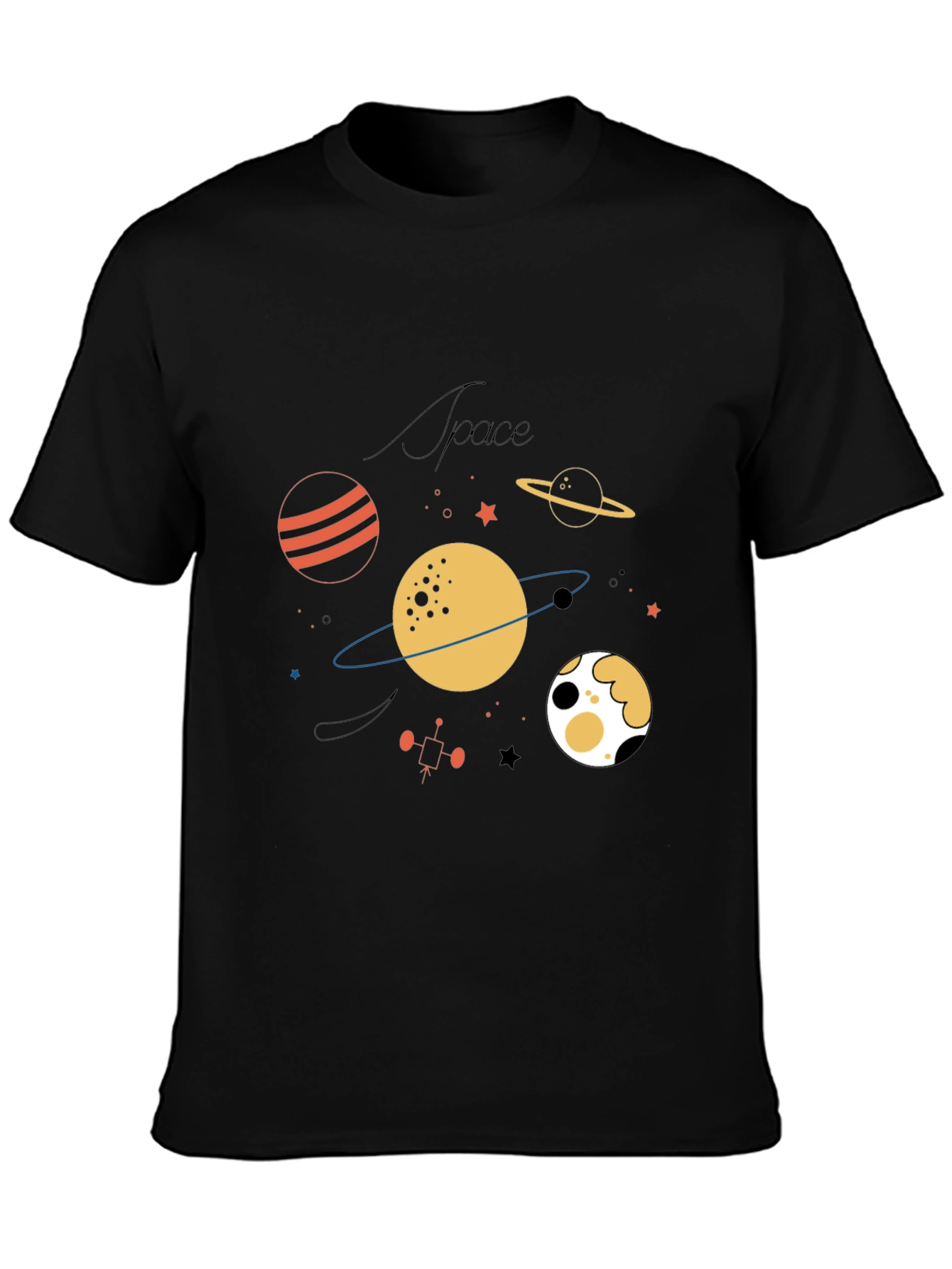 Space Themed Graphic T-Shirt - Stylish Black Tee