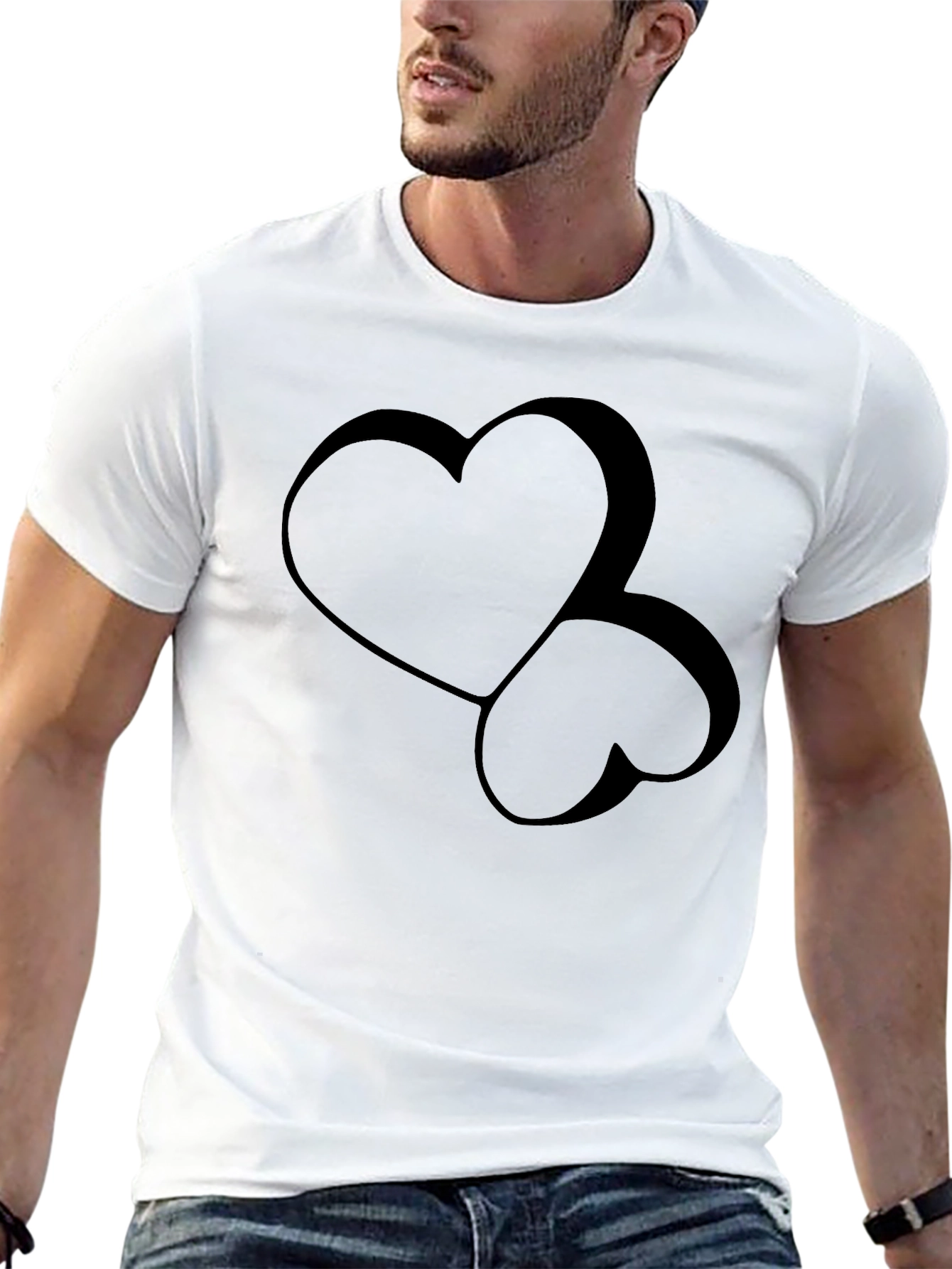 Stylish Black Heart Graphic Tee - Modern Casual Wear