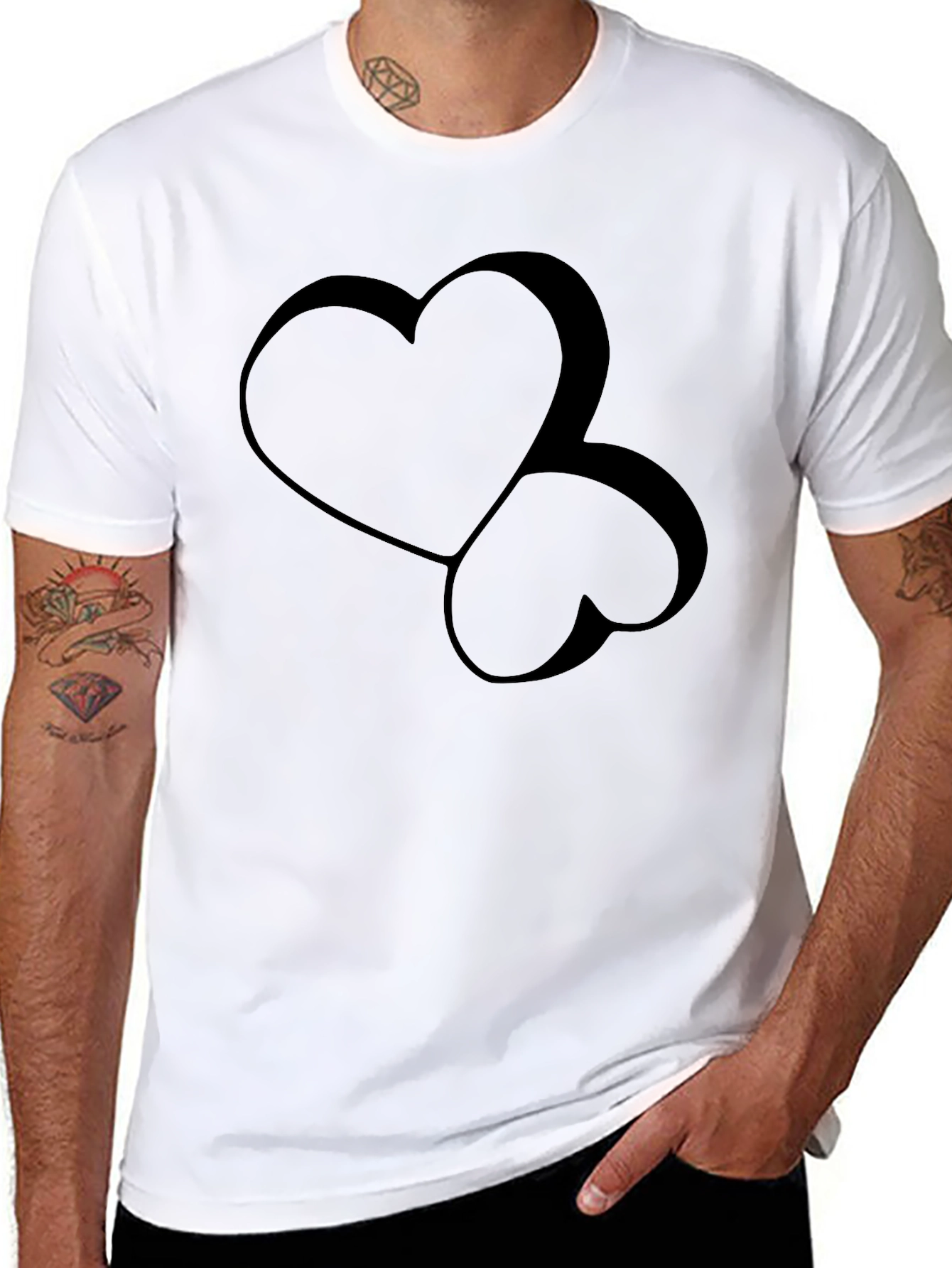 Stylish Black Heart Graphic Tee - Modern Casual Wear