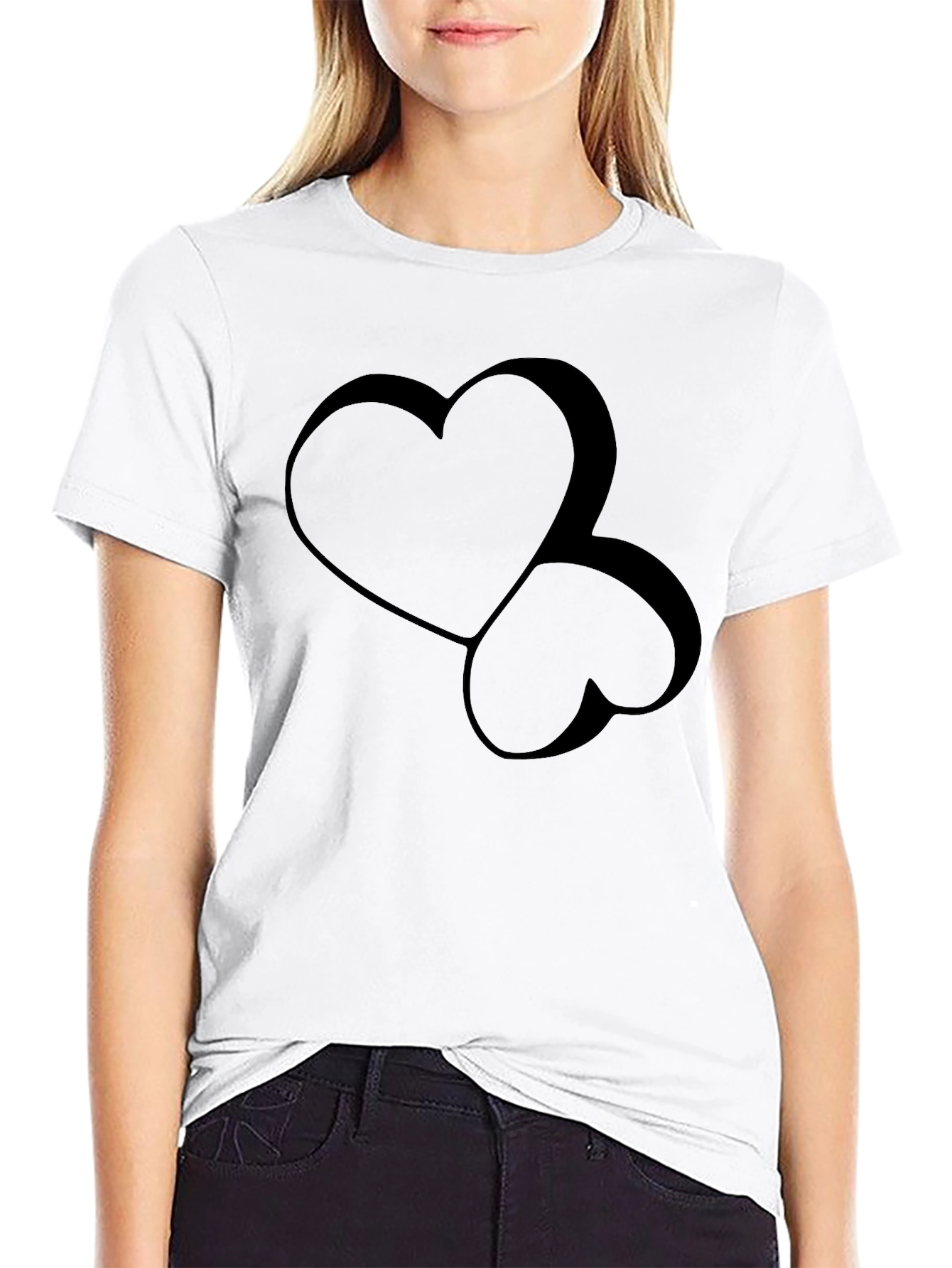 Stylish Black Heart Graphic Tee - Modern Casual Wear
