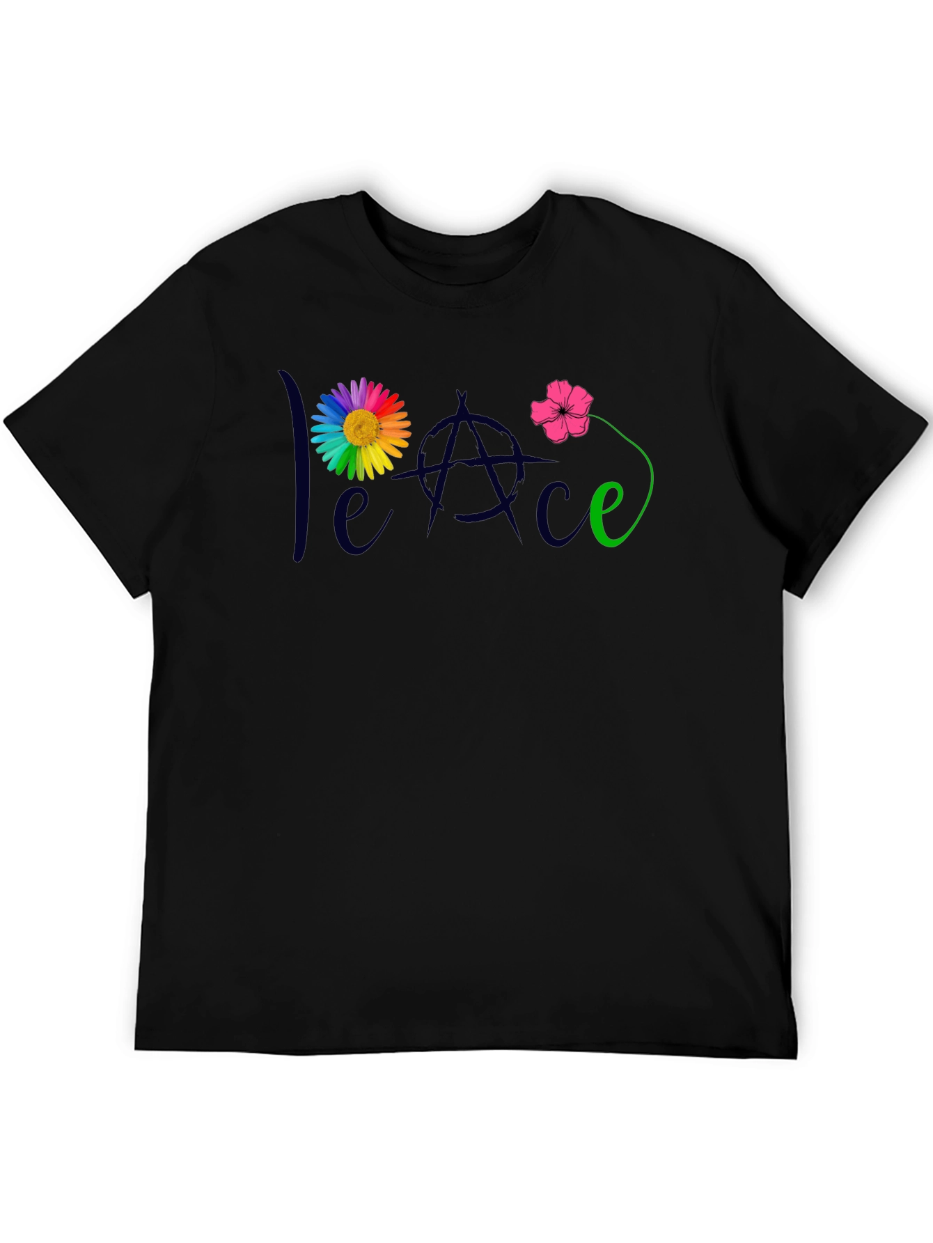 Peace Flower T-Shirt - Mens Black Tee