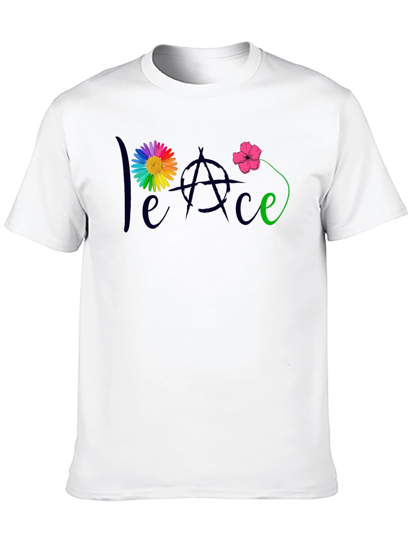 Peace Flower T-Shirt - Mens Black Tee