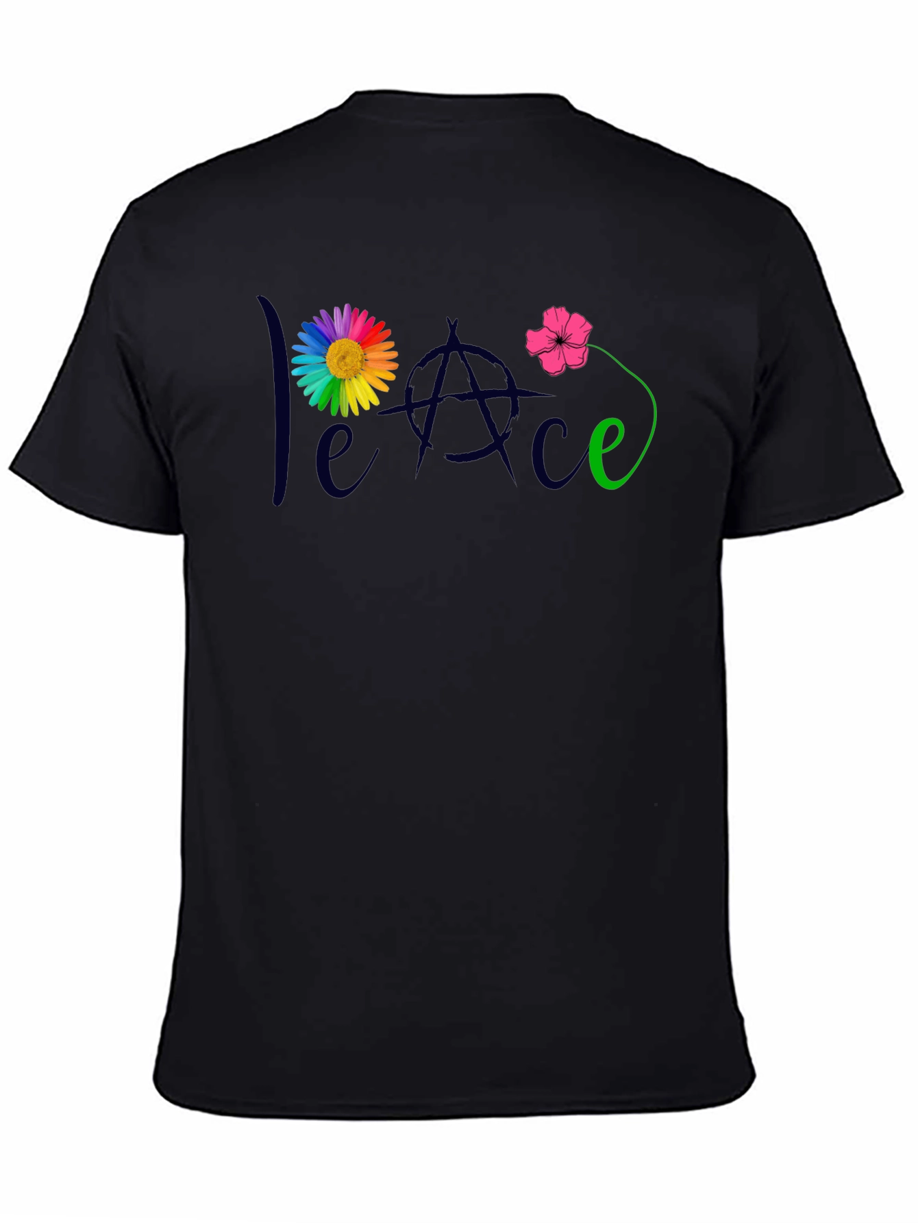 Peace Flower T-Shirt - Mens Black Tee