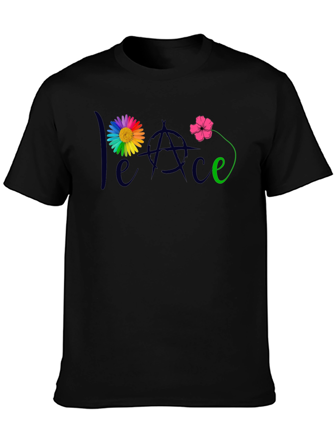 Peace Flower T-Shirt - Mens Black Tee