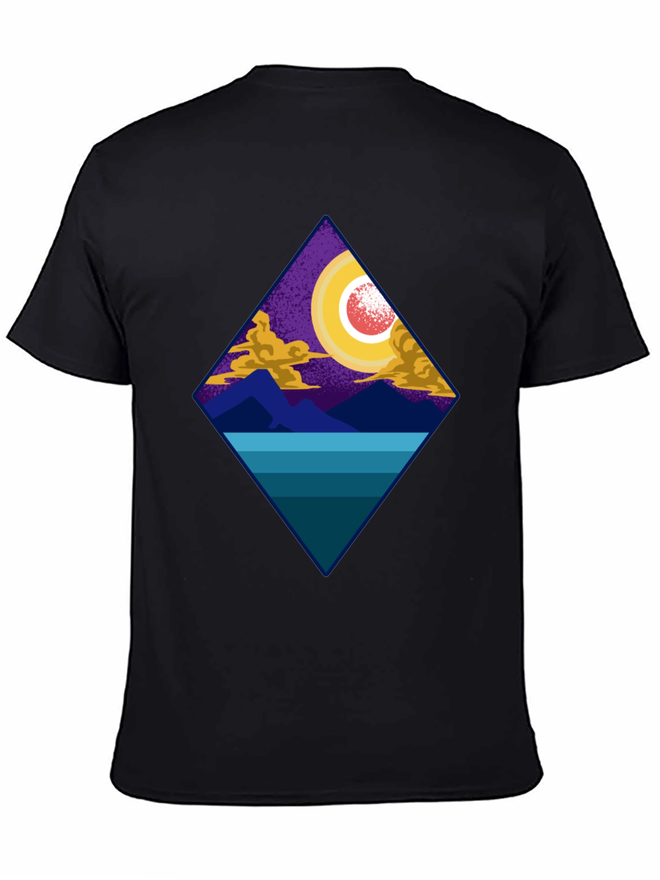 Geometric Landscape Tee - Night Scene Graphic Print