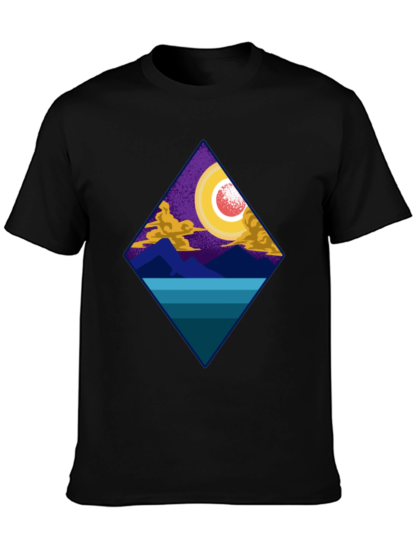 Geometric Landscape Tee - Night Scene Graphic Print