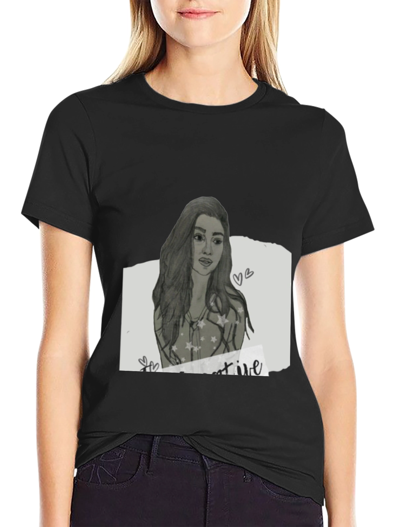 Sketch Portrait Black T-Shirt