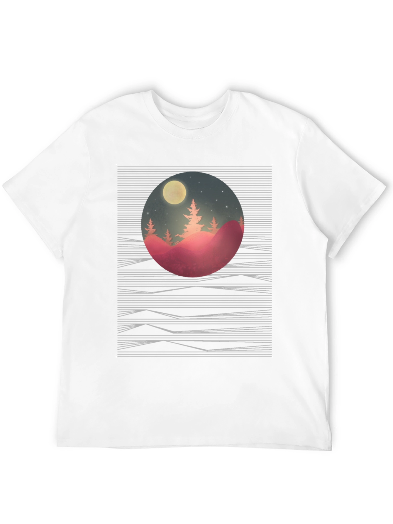Nature Scene Graphic Tee - Black Cotton T-Shirt