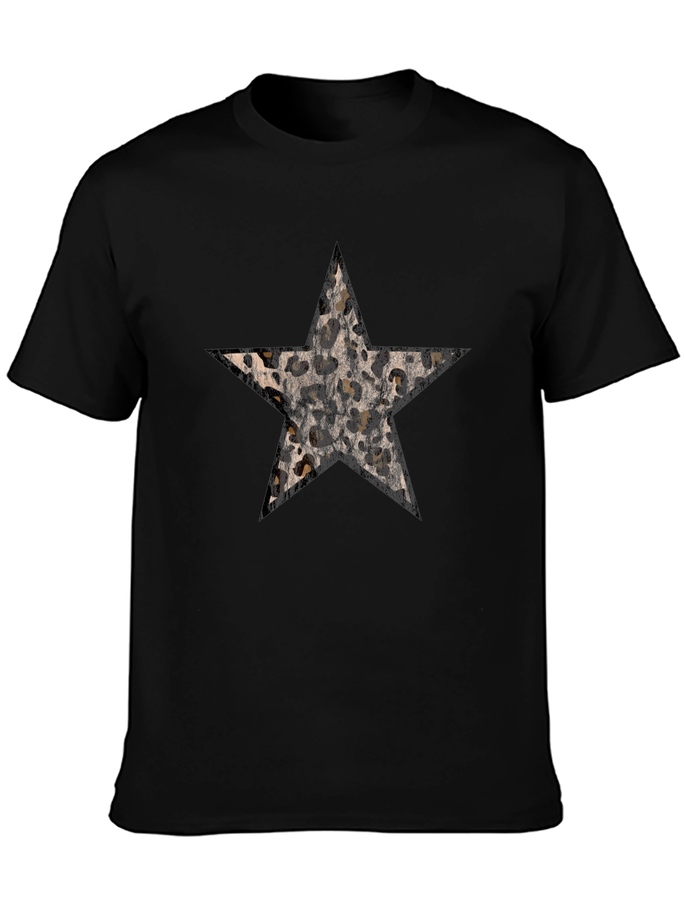Leopard Star Graphic Black T-Shirt