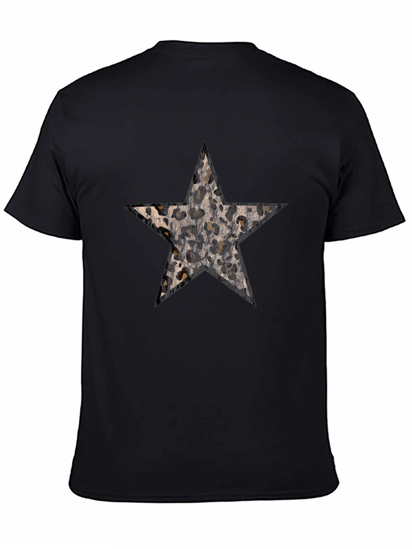 Leopard Star Graphic Black T-Shirt