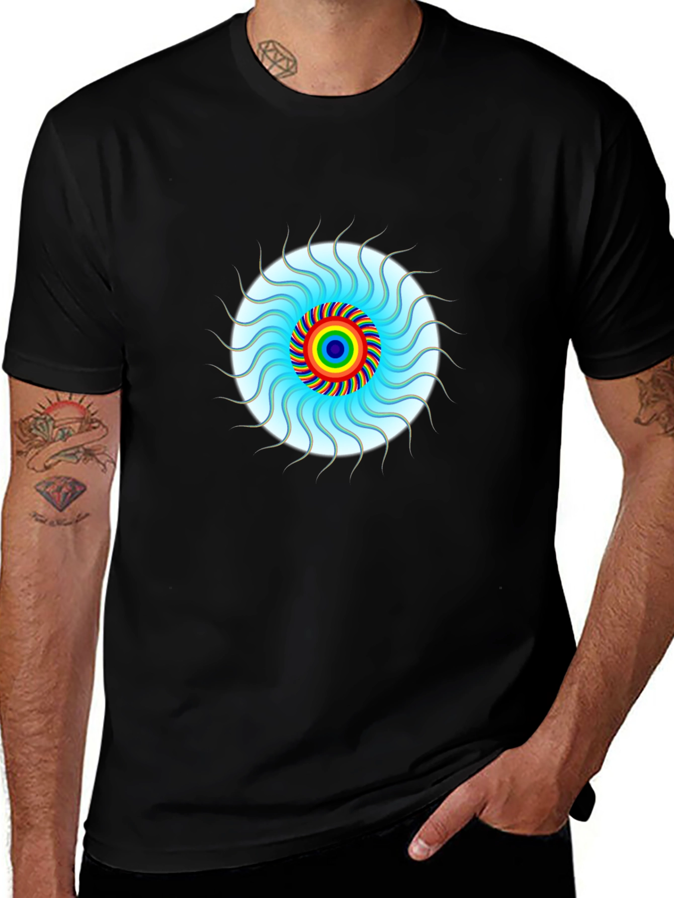 Psychedelic Swirl Graphic Tee - Black