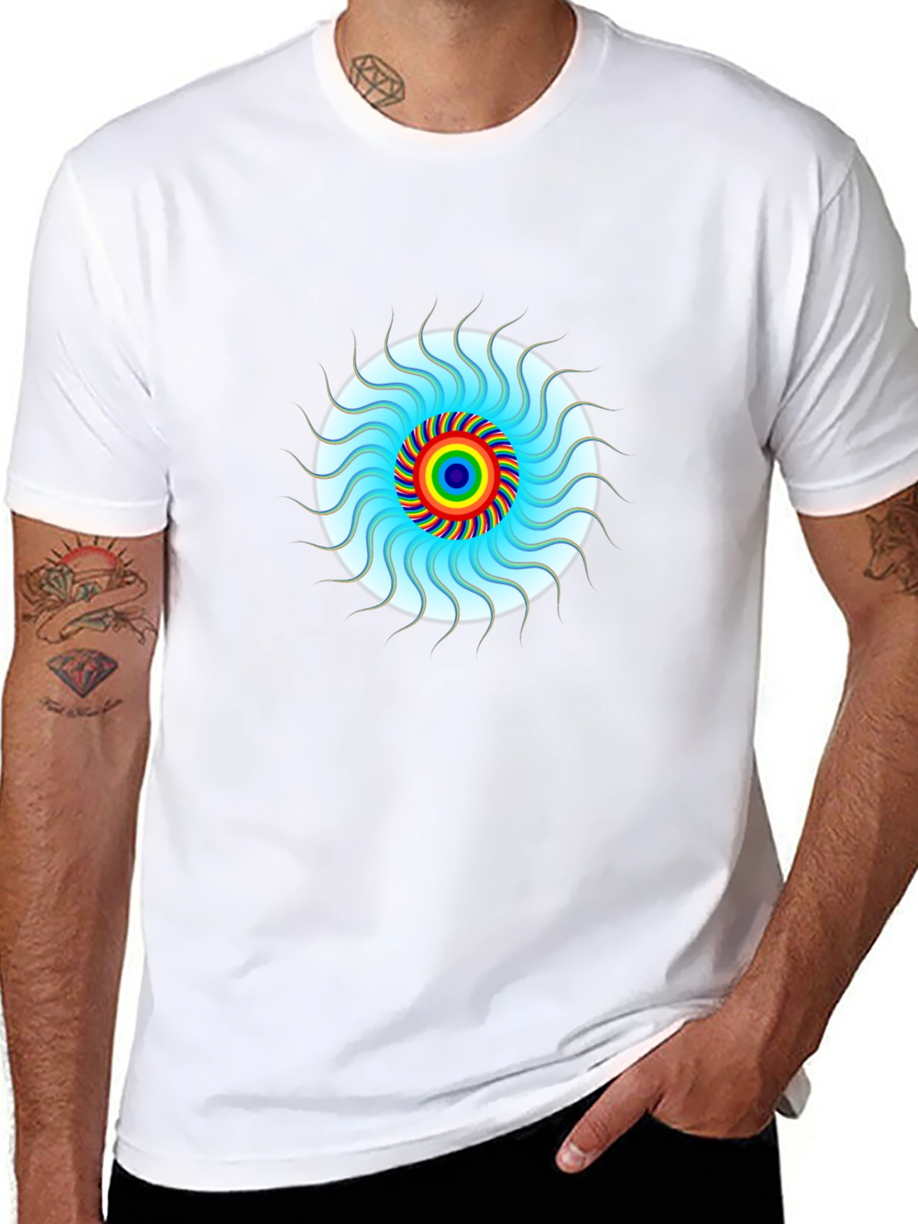Psychedelic Swirl Graphic Tee - Black