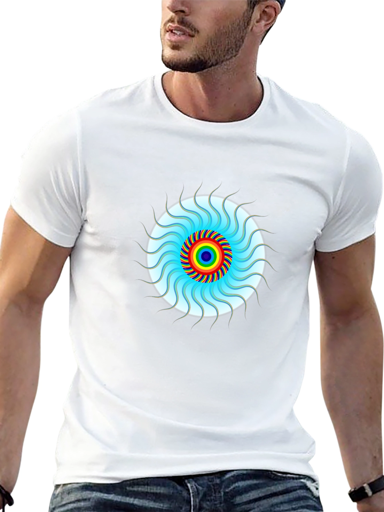 Psychedelic Swirl Graphic Tee - Black