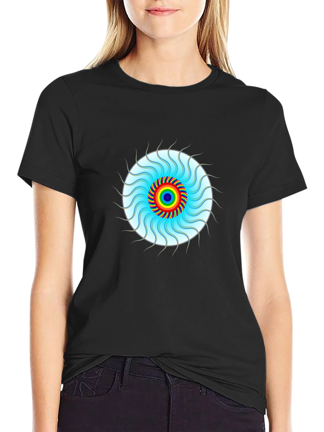 Psychedelic Swirl Graphic Tee - Black