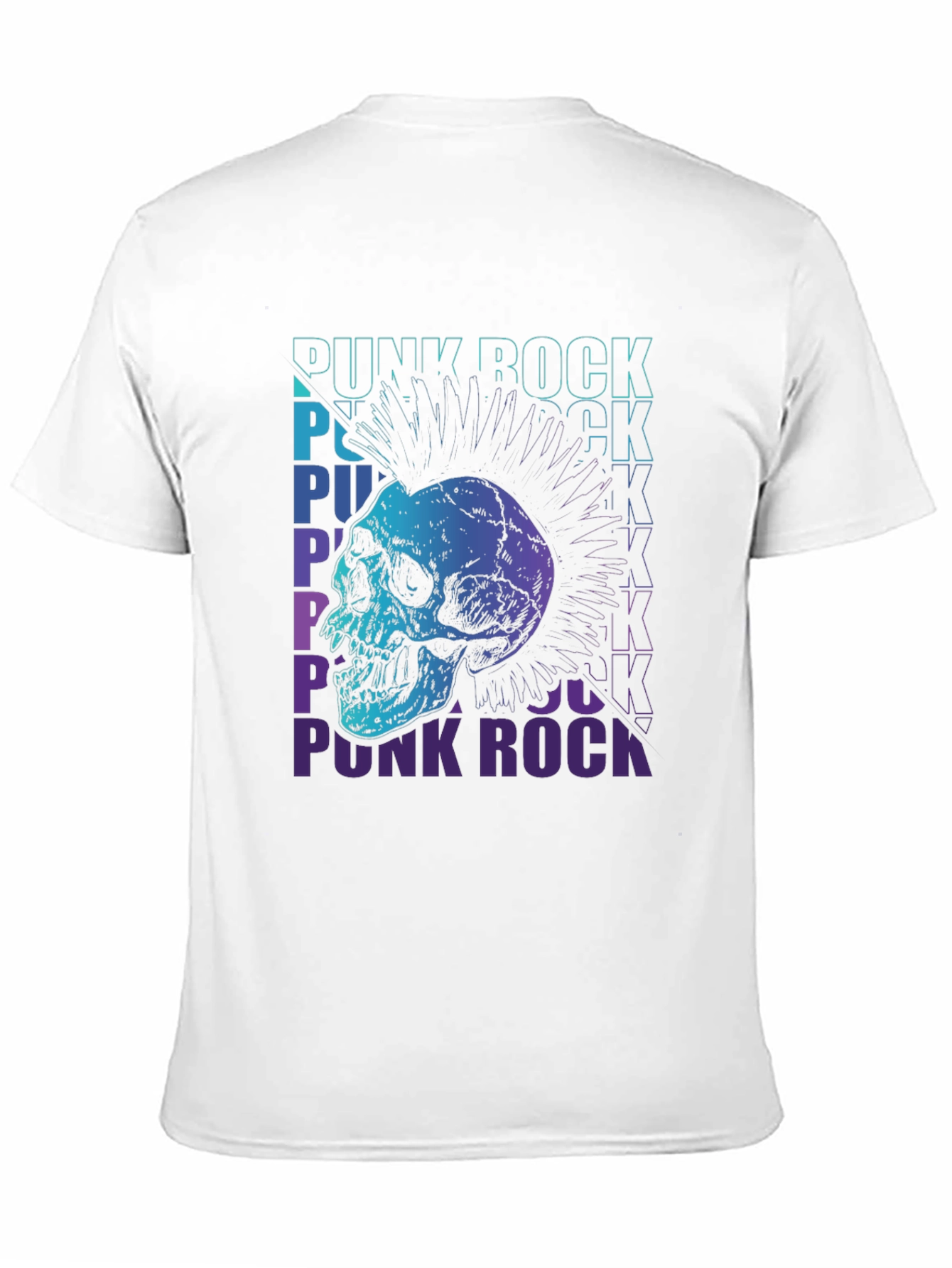 Punk Rock Skull Graphic Tee - Black Cotton T-Shirt