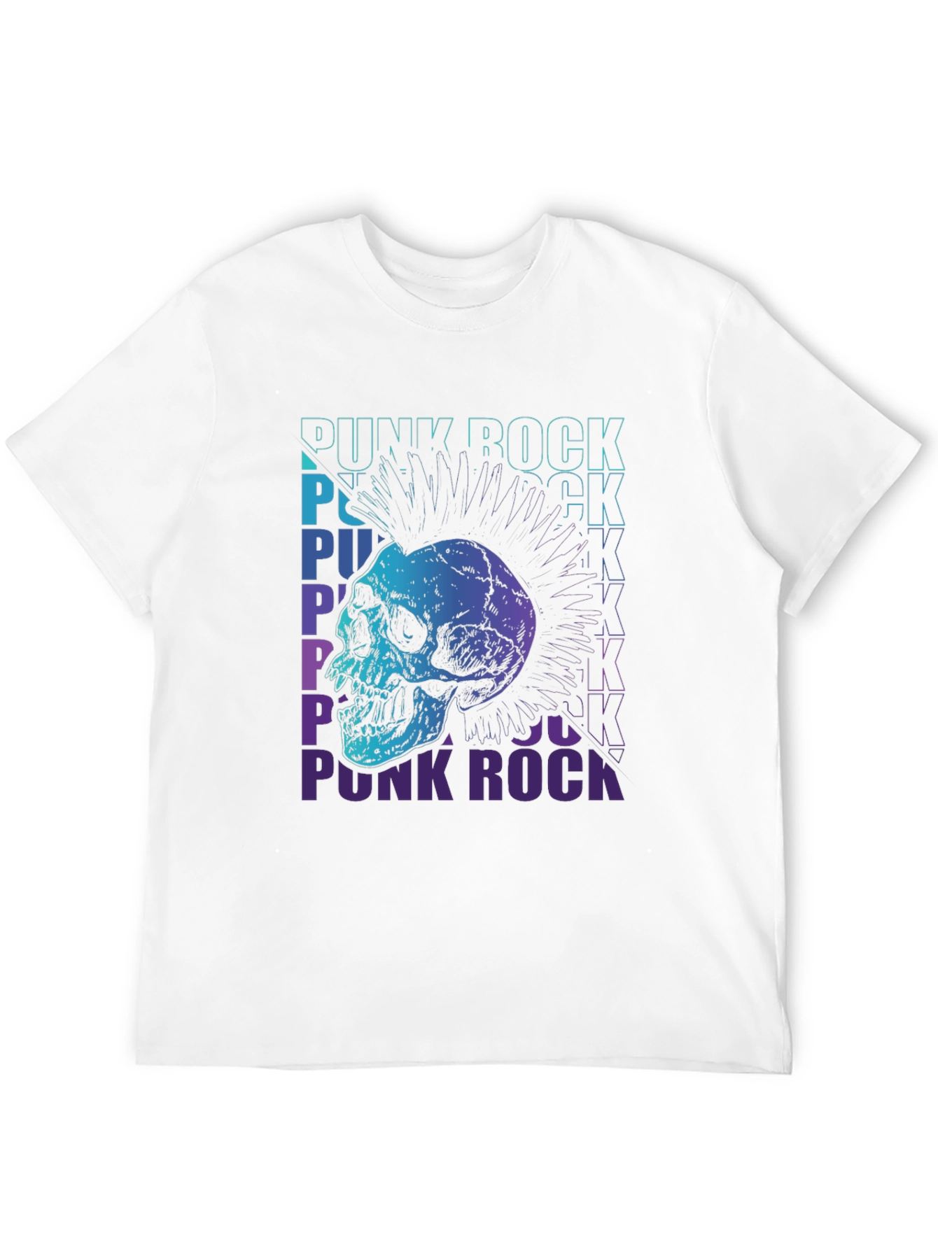 Punk Rock Skull Graphic Tee - Black Cotton T-Shirt
