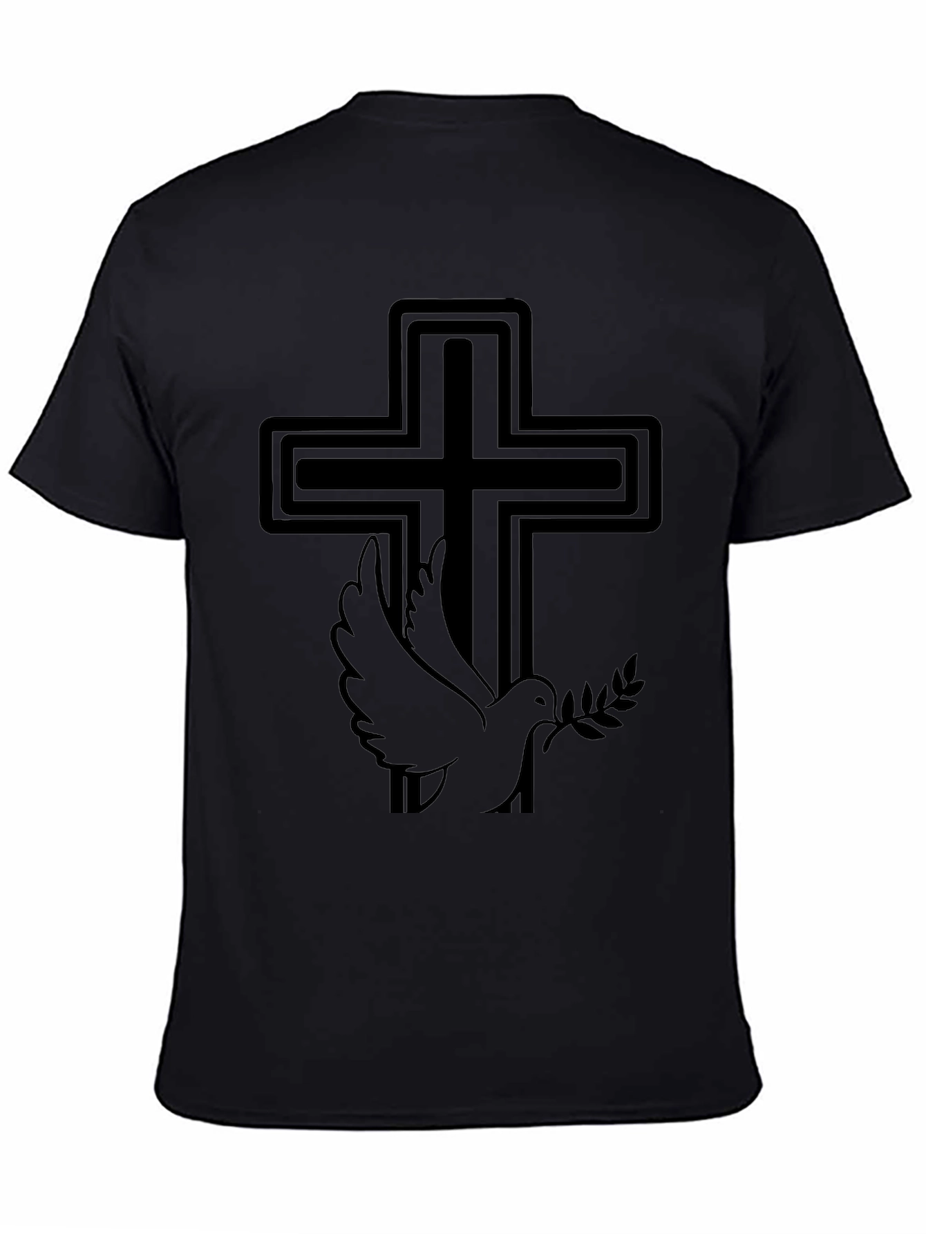 Dove and Cross Graphic Black T-Shirt