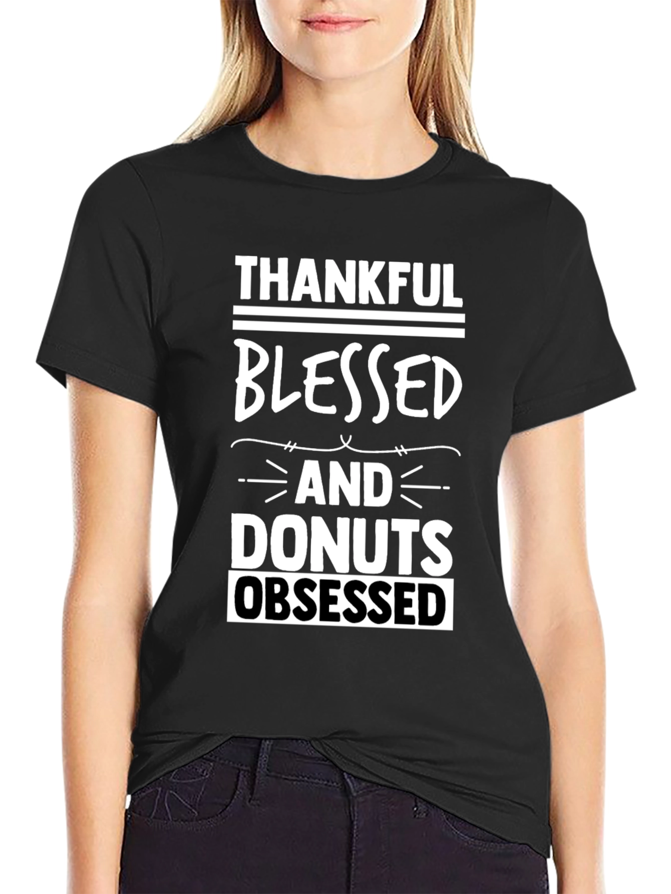 Thankful Blessed Donuts Obsessed Graphic T-Shirt